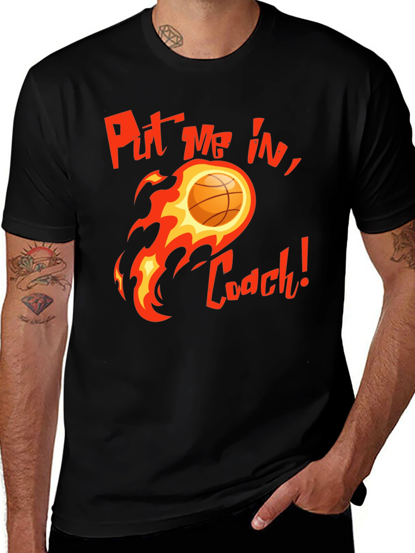 Black Put Me In, Coach! Basketball Graphic T-Shirt main image