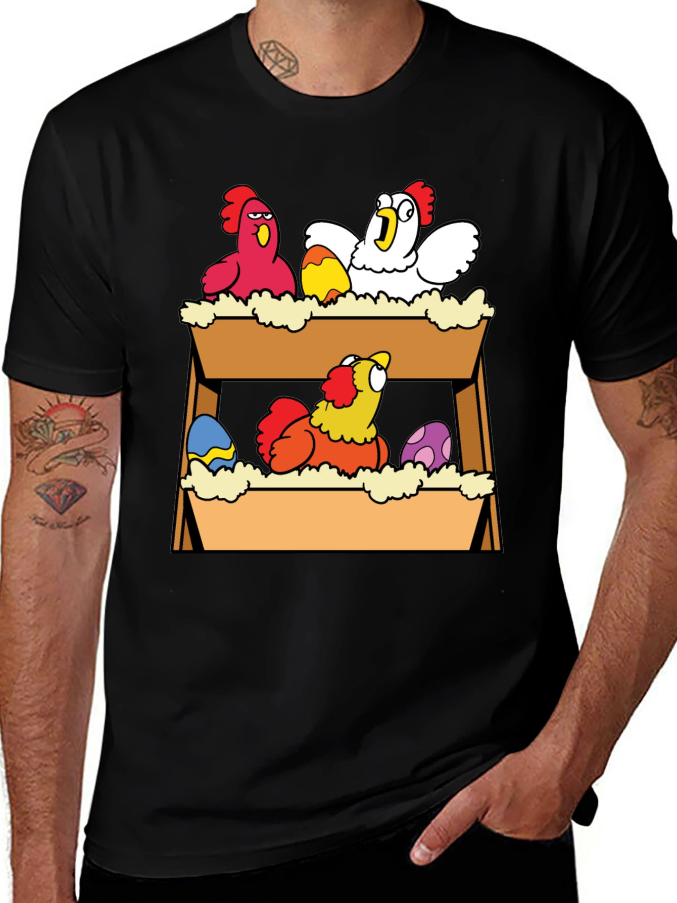 Variant 18 of Funny Chicken Nest Graphic Tee