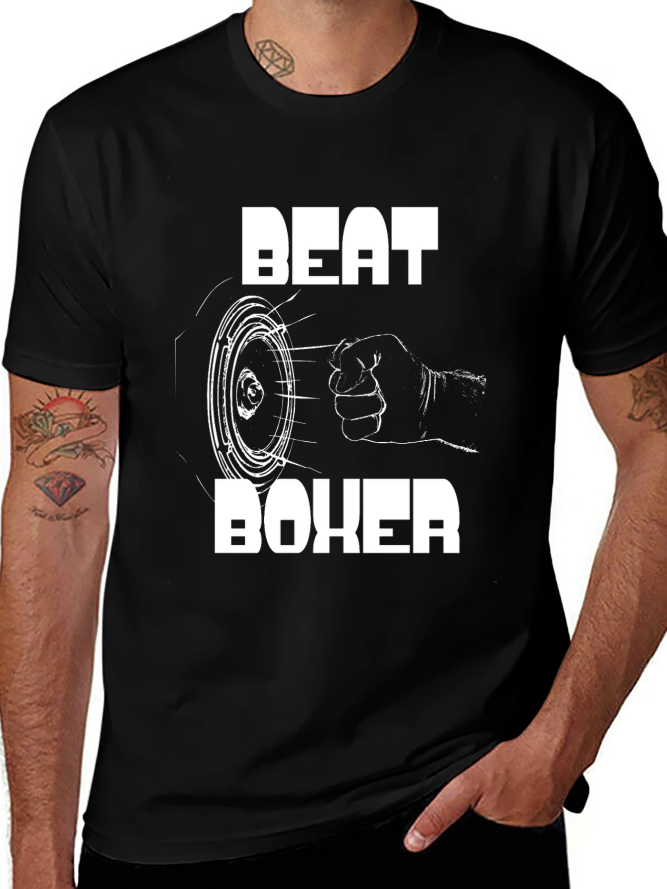 Variant 3 of Beat Boxer Graphic Tee - Black Cotton T-Shirt