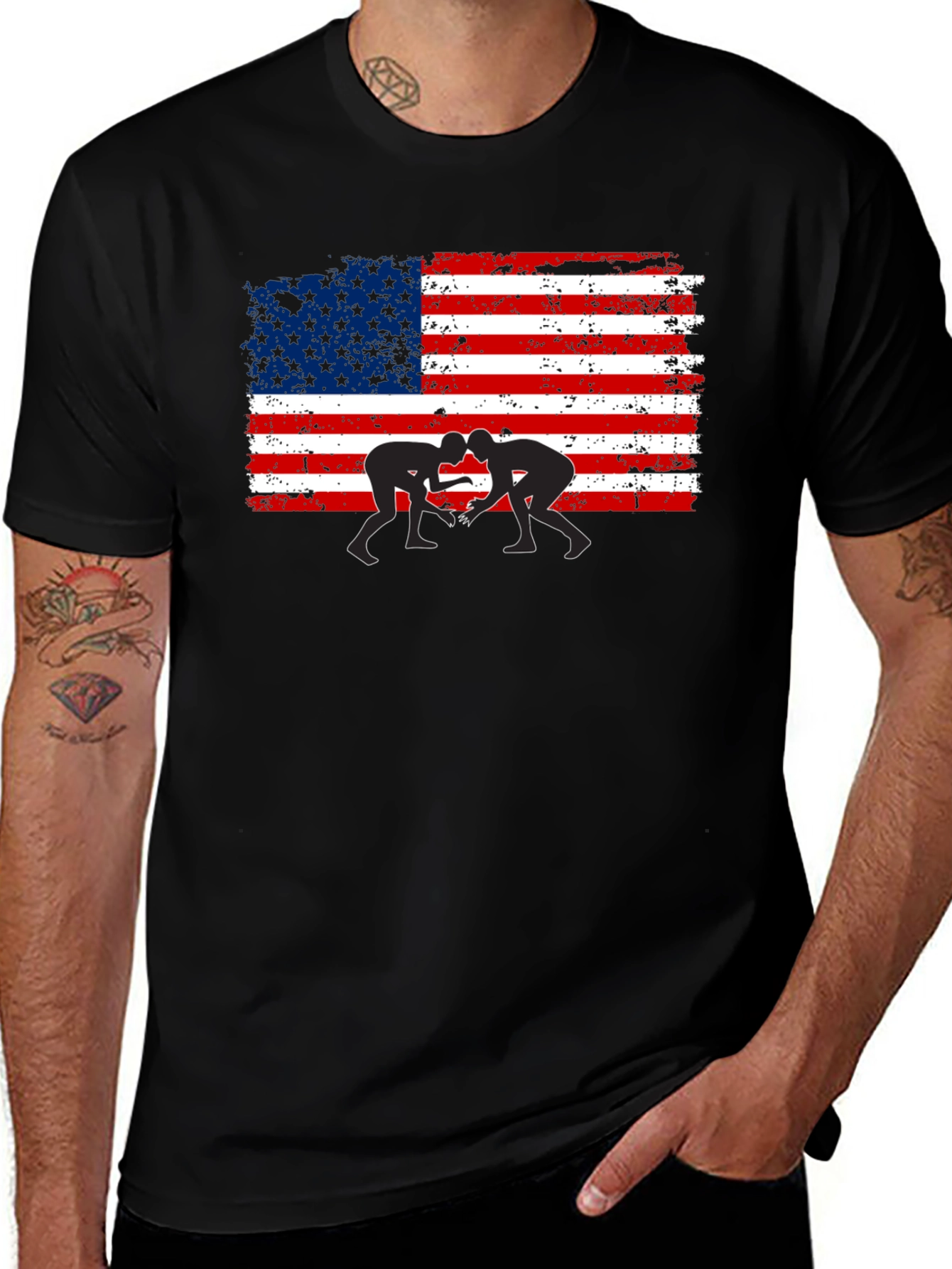 Variant 9 of Wrestling USA Flag Graphic T-Shirt