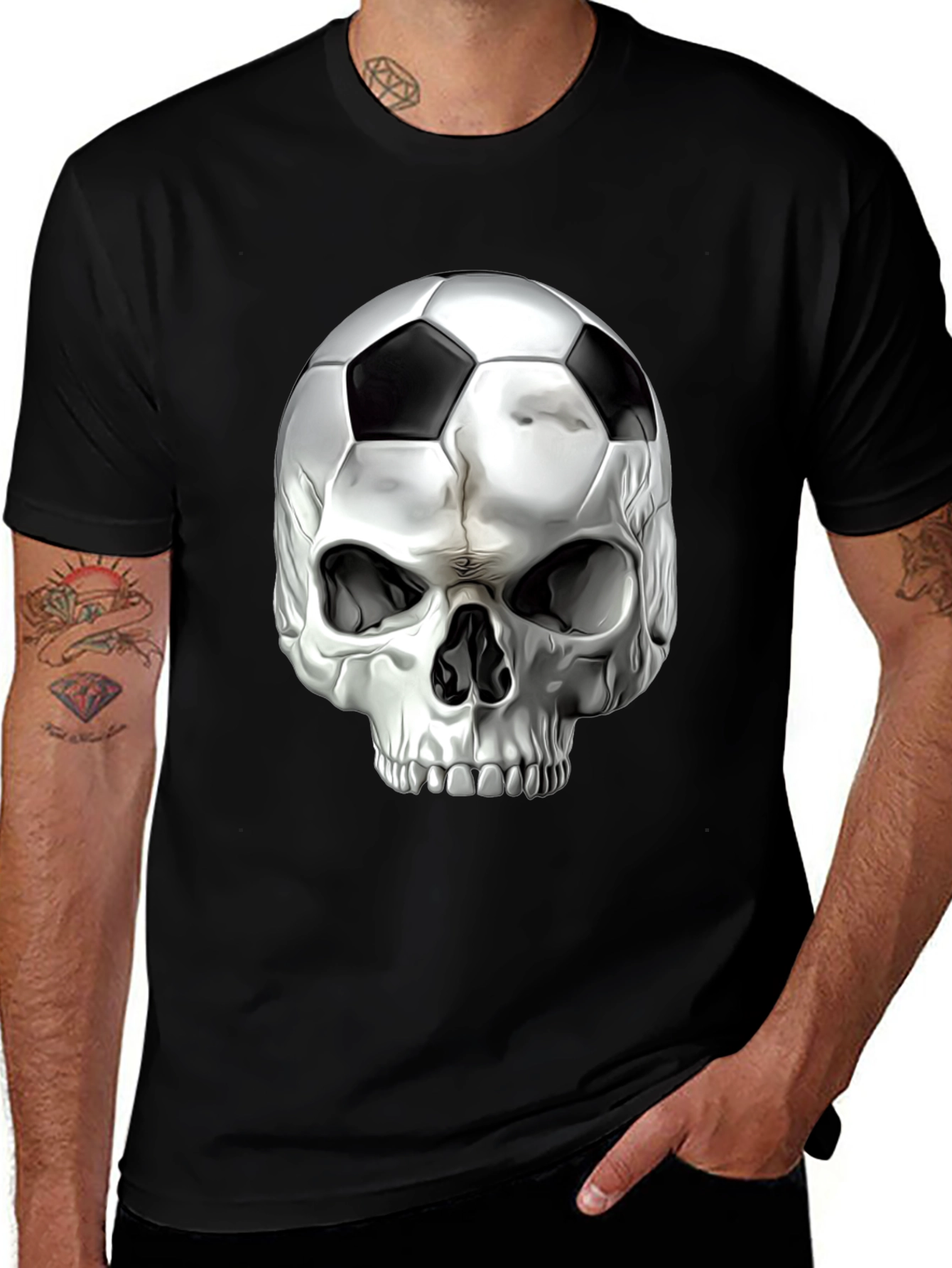 Variant 2 of Skull Soccer Ball Graphic Tee - Black T-Shirt