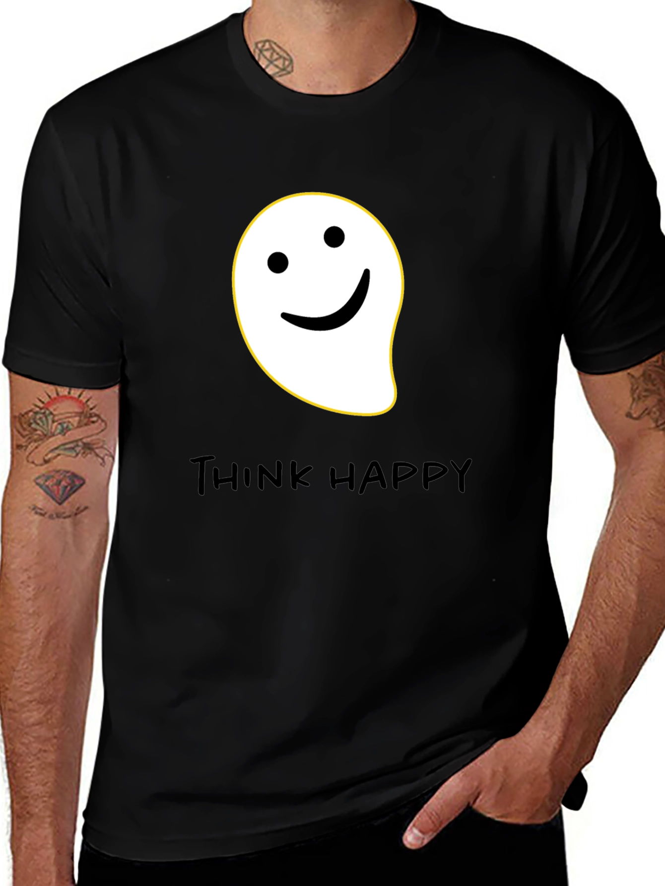 Think Happy Graphic Tee - Black