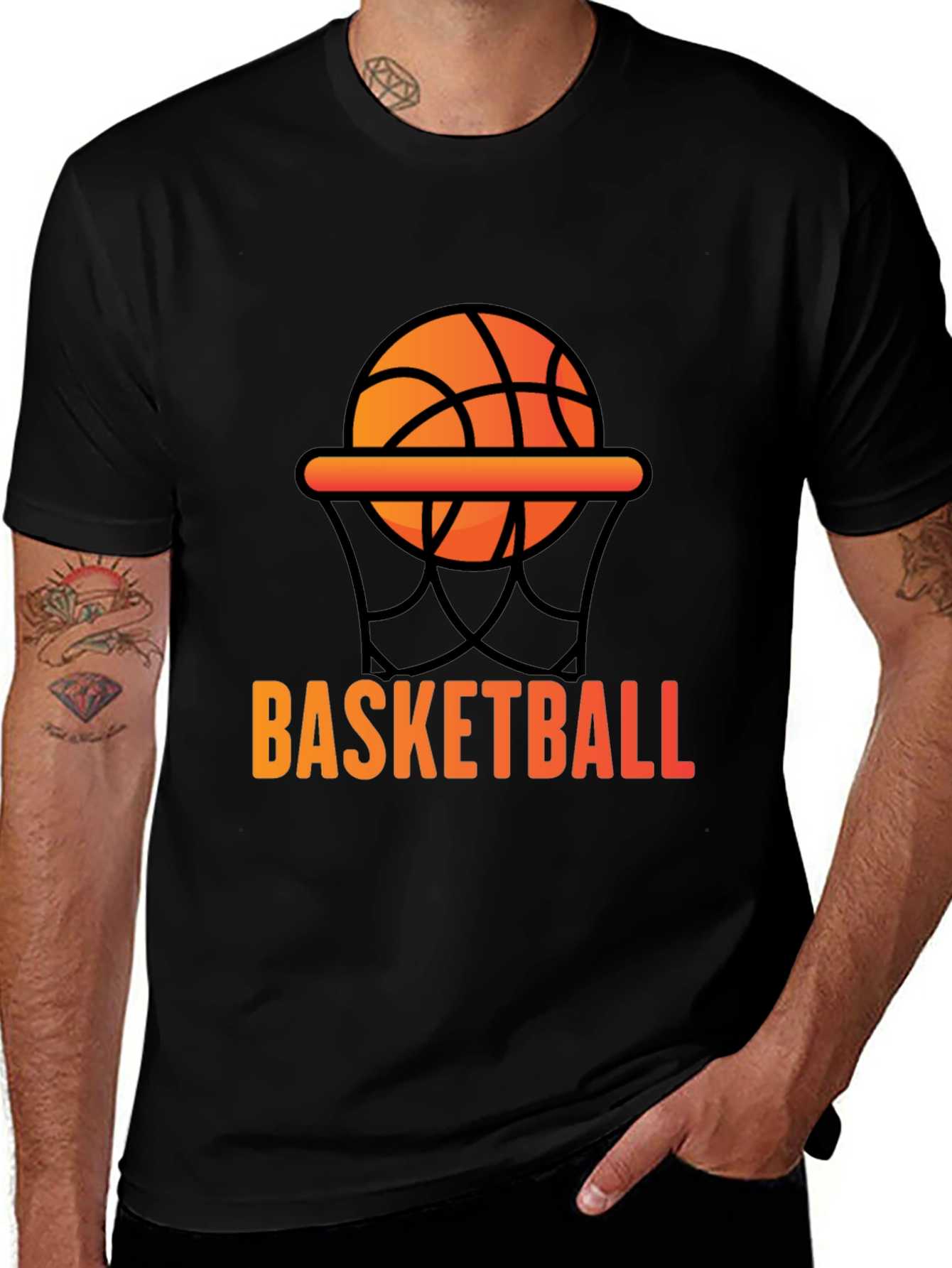 Black Basketball Graphic Tee - Black Cotton T-Shirt main image