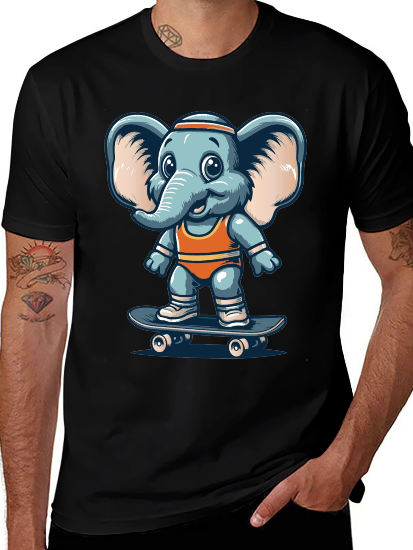 Variant 14 of Elephant Skateboard Graphic Tee - Cool Casual Shirt