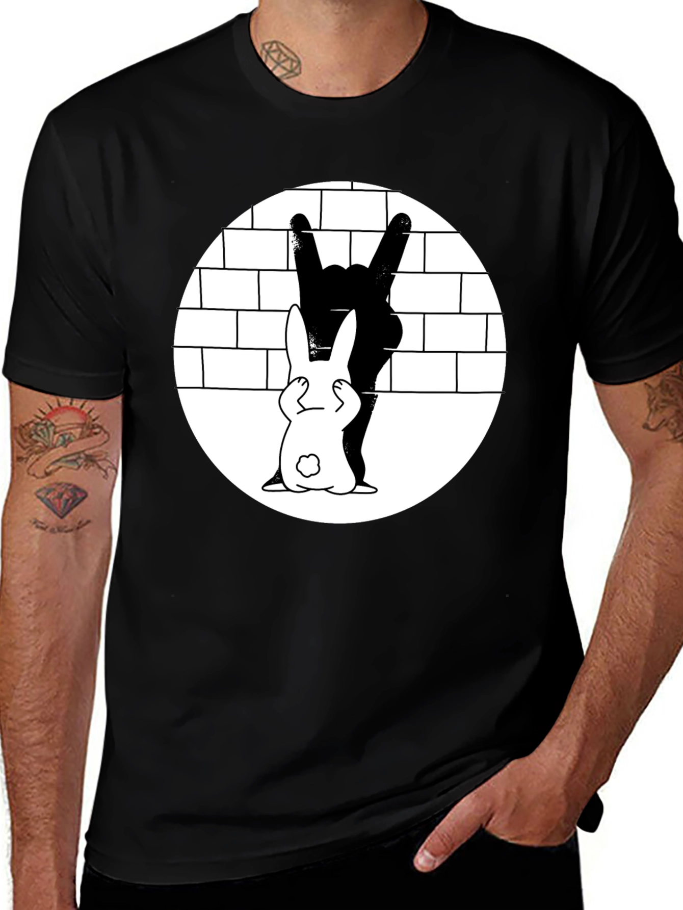Variant 15 of Rabbit Metal Hand T-Shirt - Rock On!
