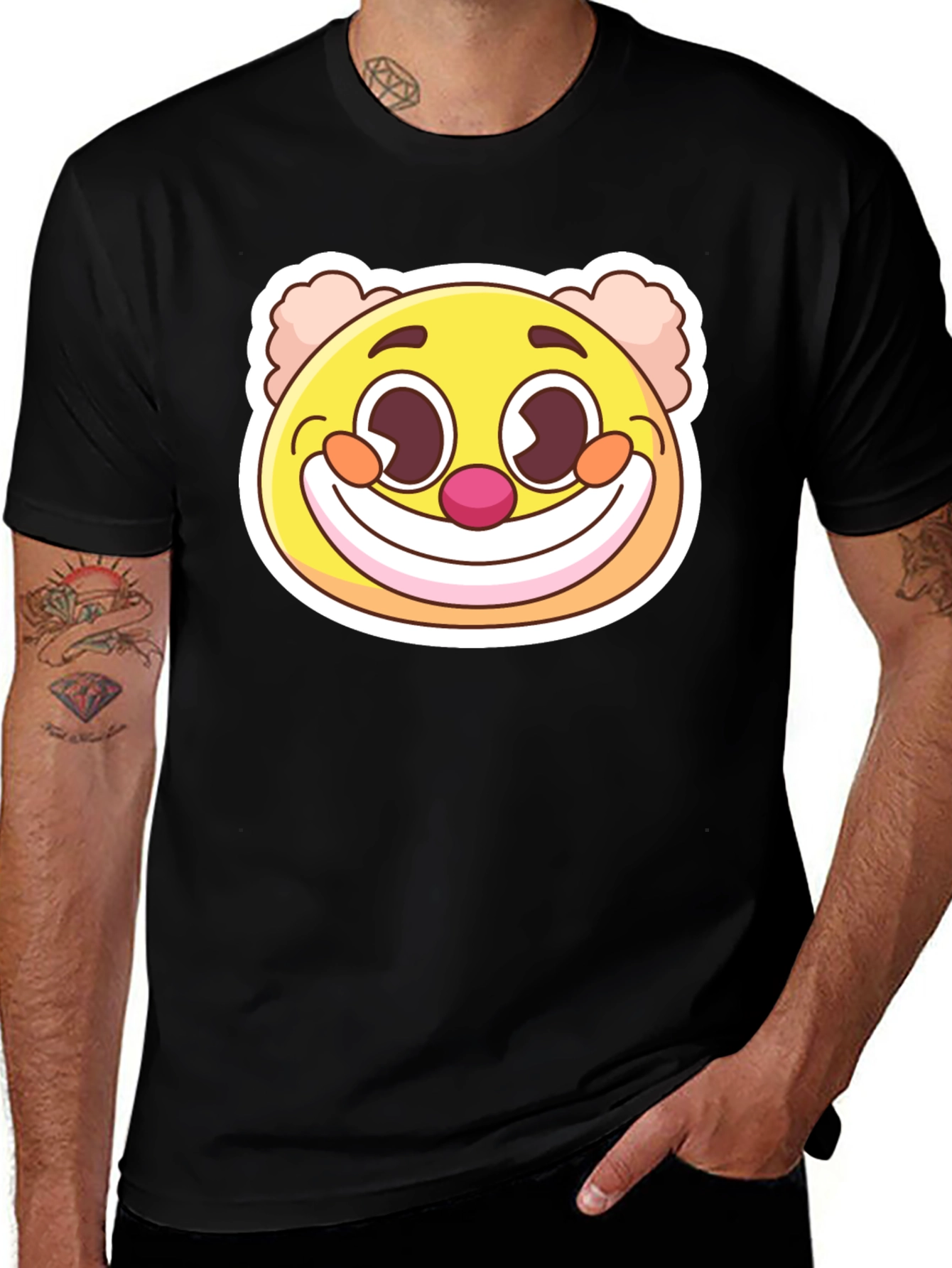 Variant 21 of Smiling Clown Graphic T-Shirt - Black