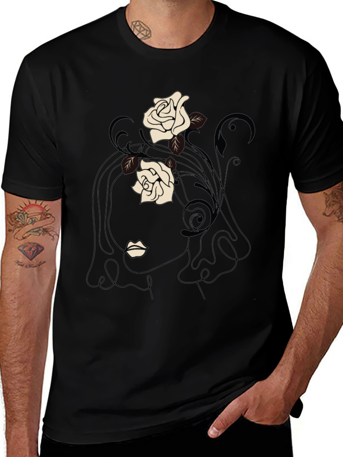 Variant 20 of Modern Rose Face Graphic T-Shirt