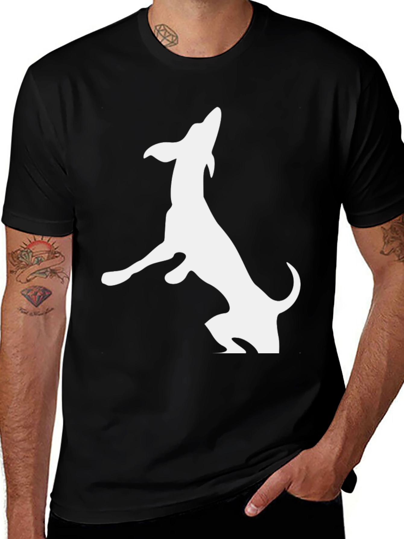 Variant 25 of Dog Silhouette T-Shirt - Black Cotton Tee