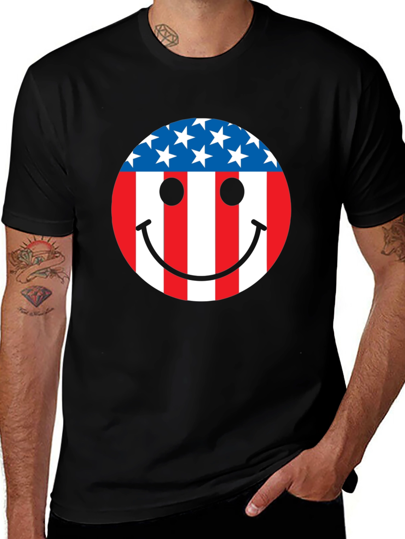 Variant 16 of American Flag Smiley Face Patriotic T-Shirt