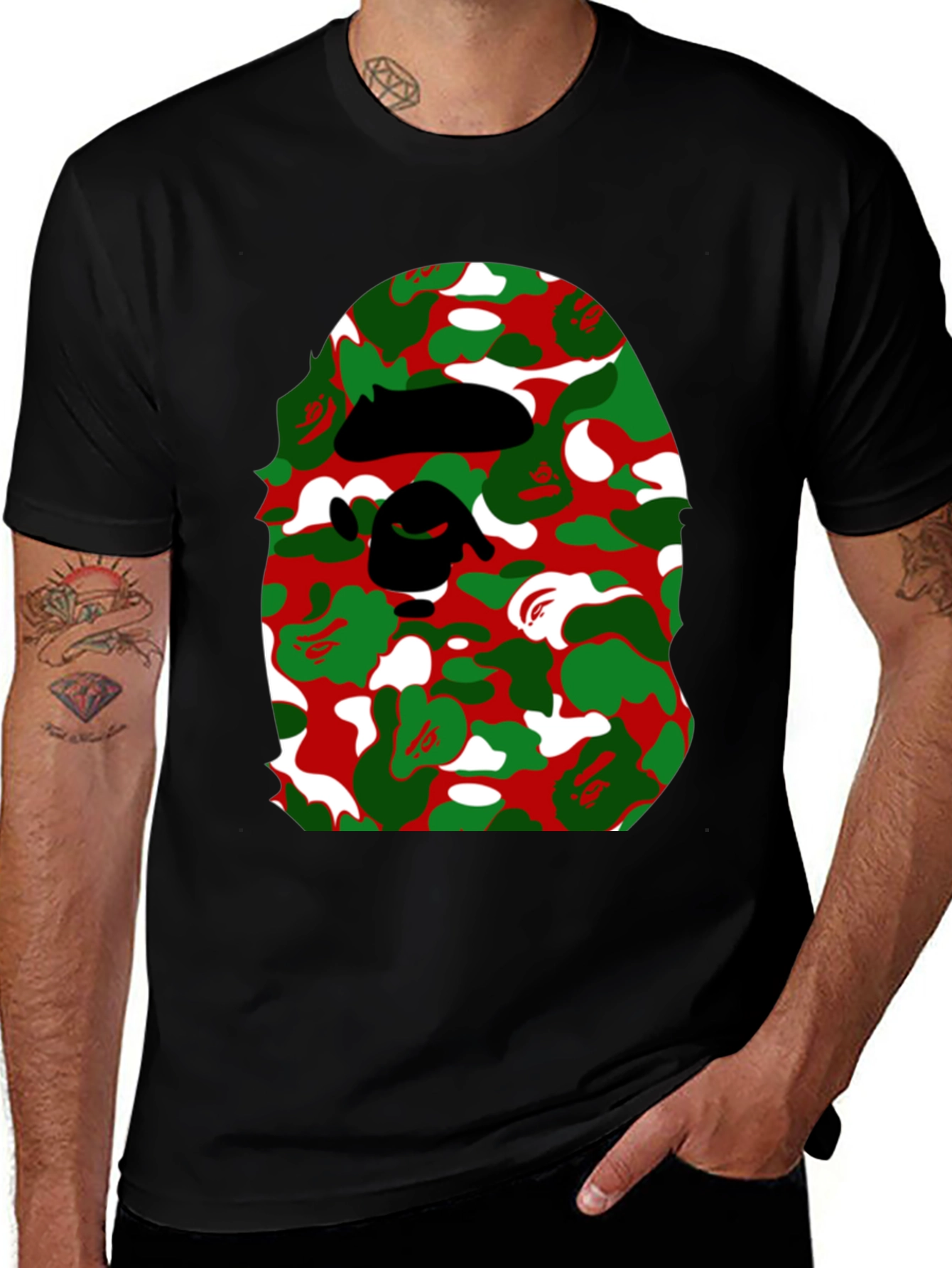 Variant 22 of Camo Ape Head Graphic Tee - Casual Style