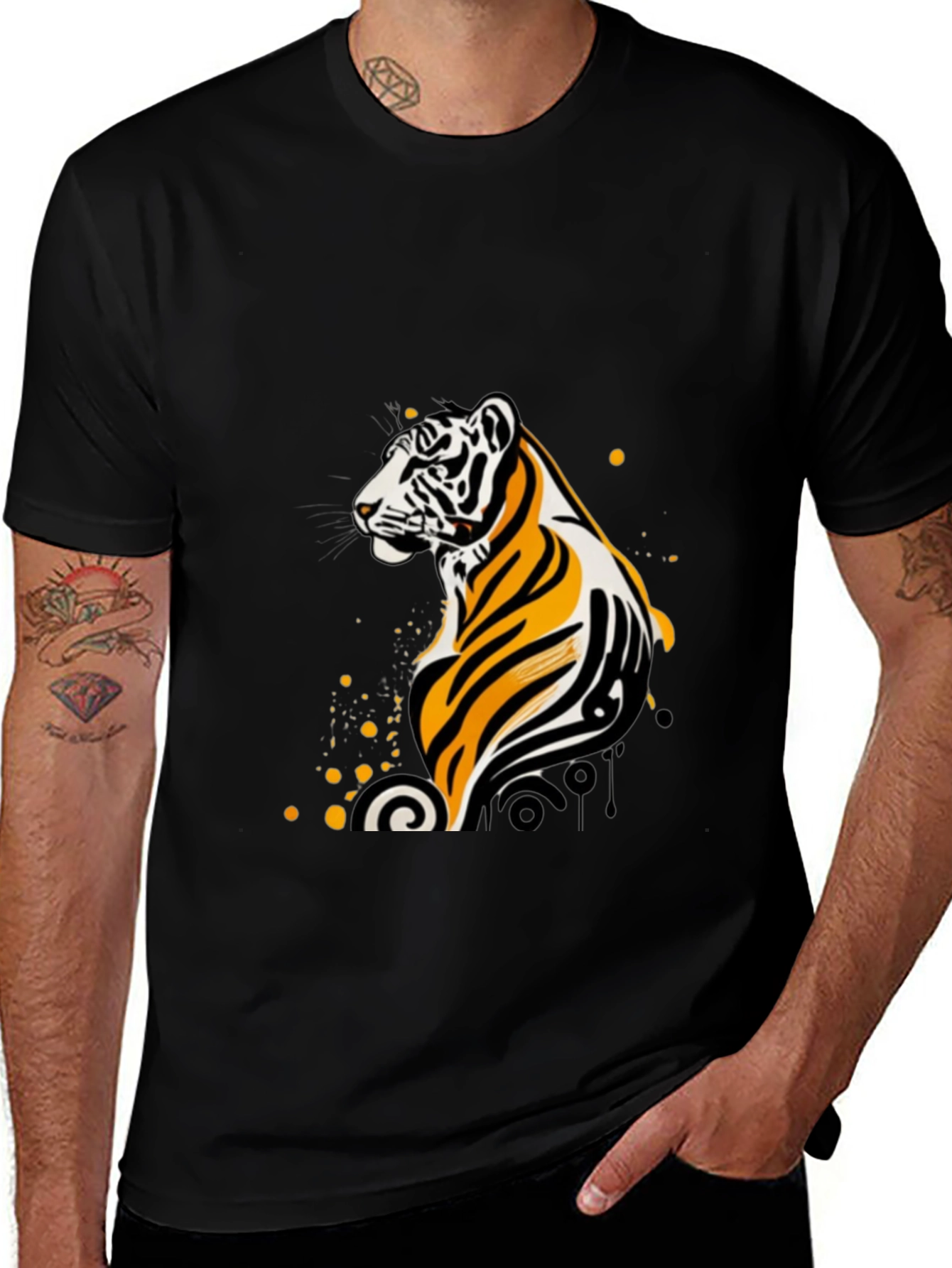 Variant 2 of Stylish Tiger Graphic Black T-Shirt