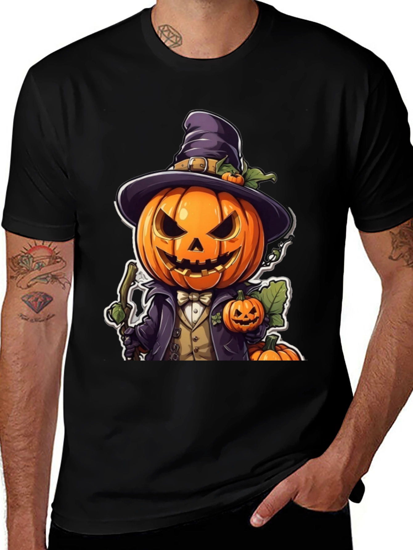 Variant 26 of Pumpkin Man Graphic Tee - Halloween