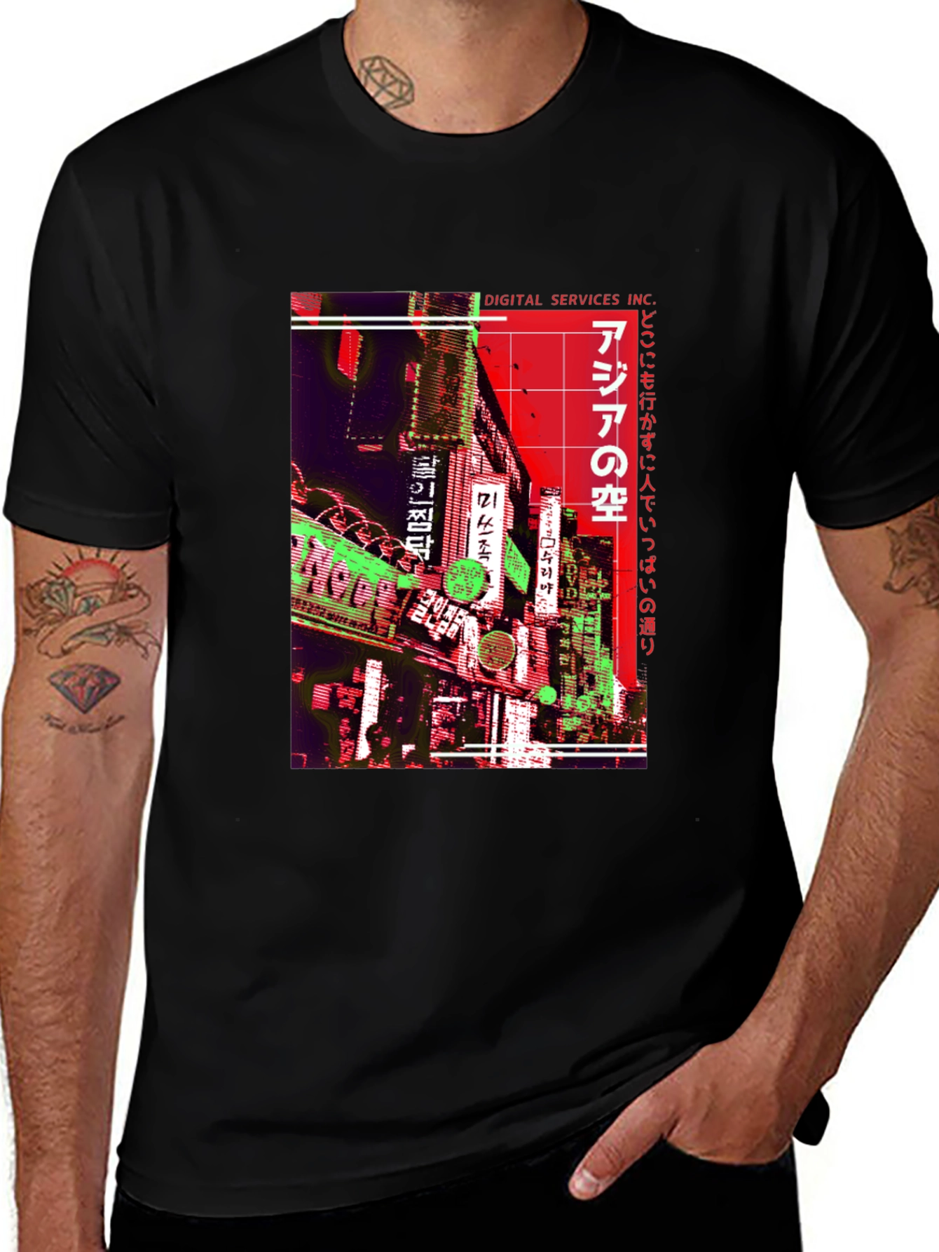 Black Asia Neon Nights T-Shirt main image