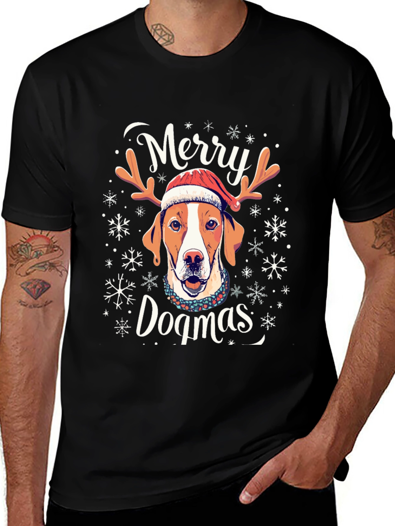 Variant 9 of Merry Dogmas T-Shirt: Festive Holiday Dog Tee