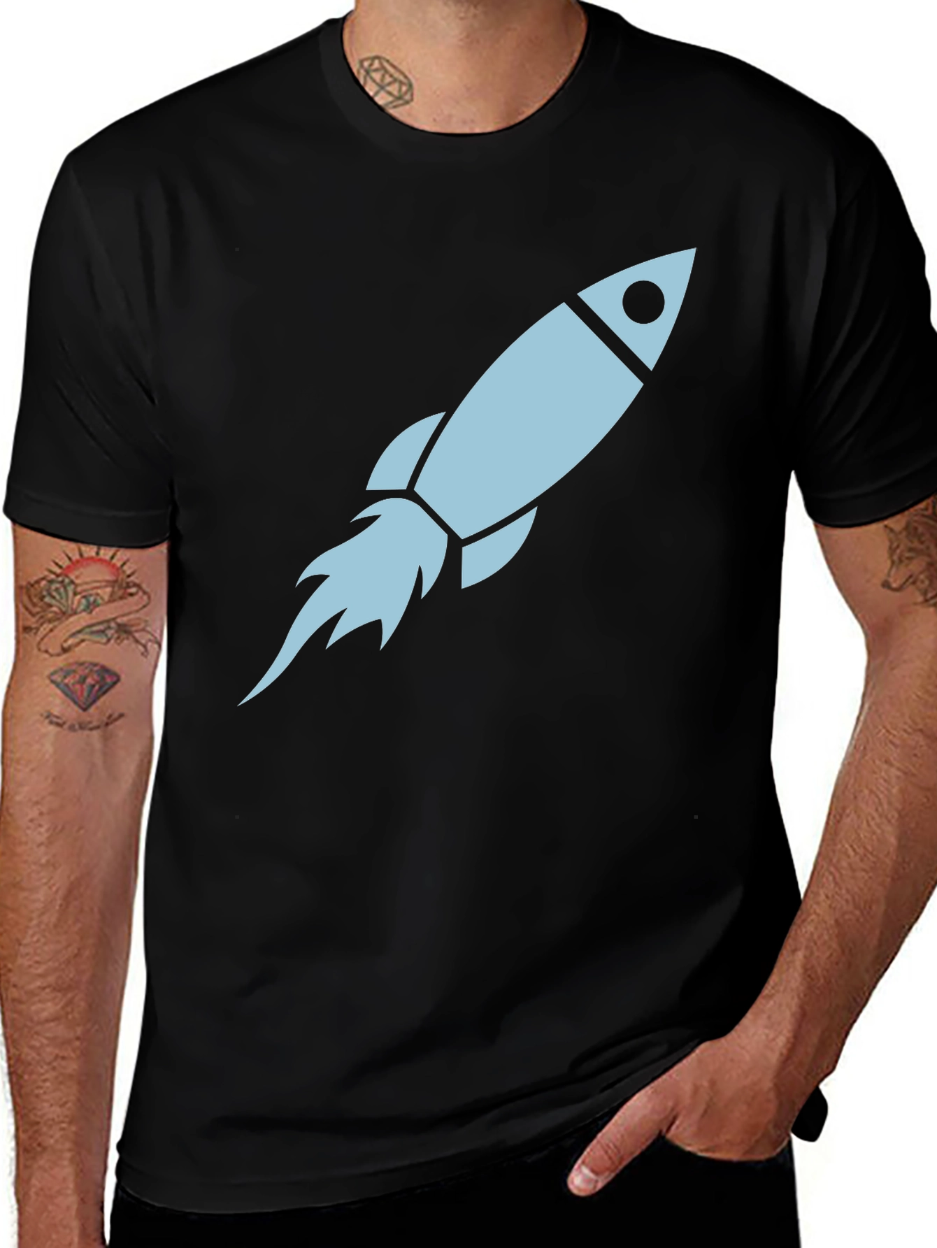 Variant 24 of Rocket Graphic Tee - Men's Black T-Shirt