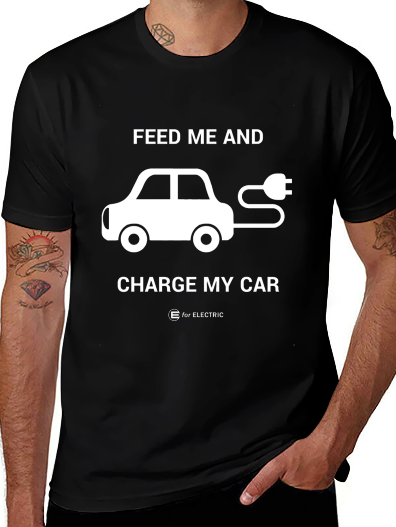 Variant 13 of Feed Me & Charge My Car Electric Vehicle T-Shirt