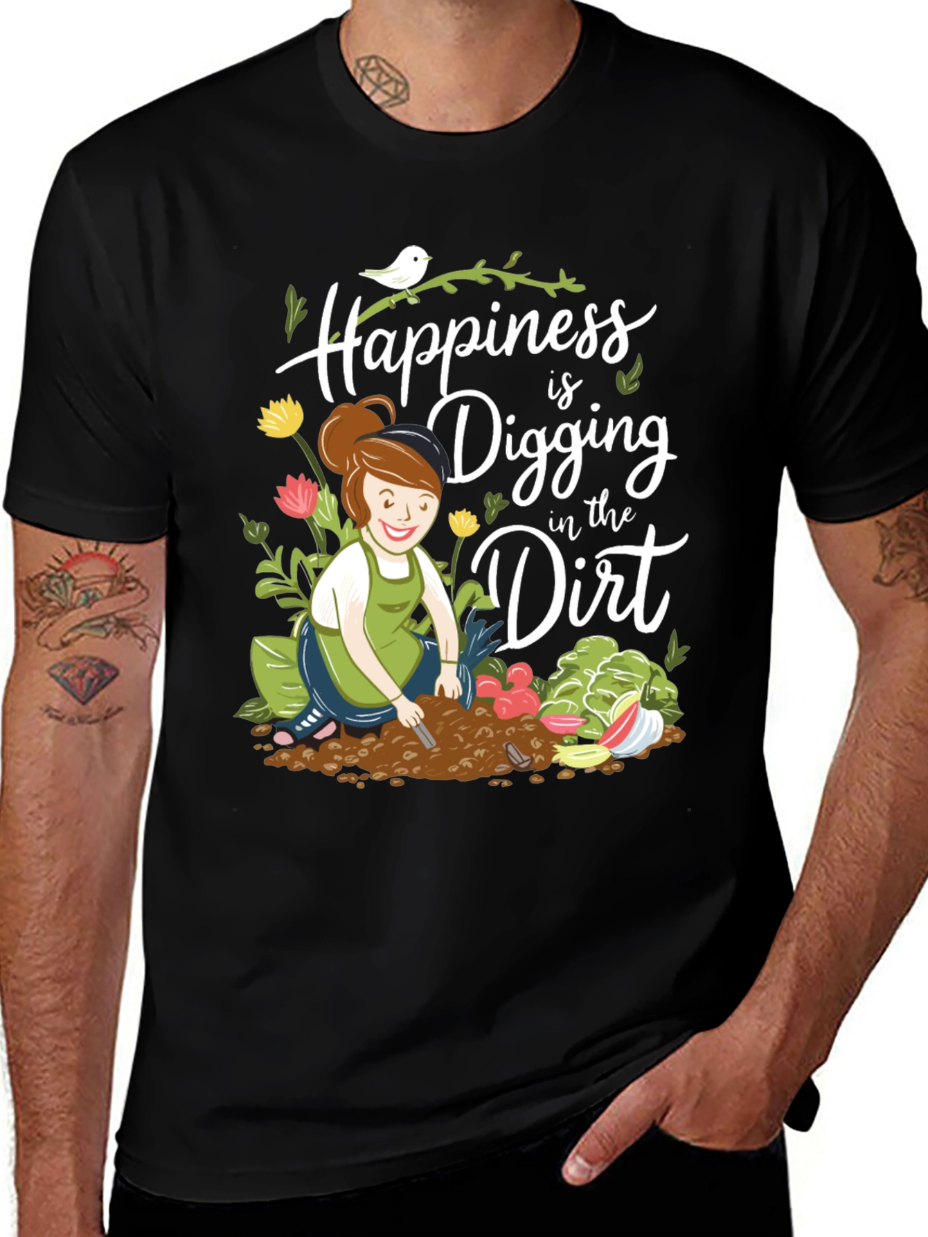 Variant 30 of Gardening T-Shirt: Happiness is Digging in the Dirt