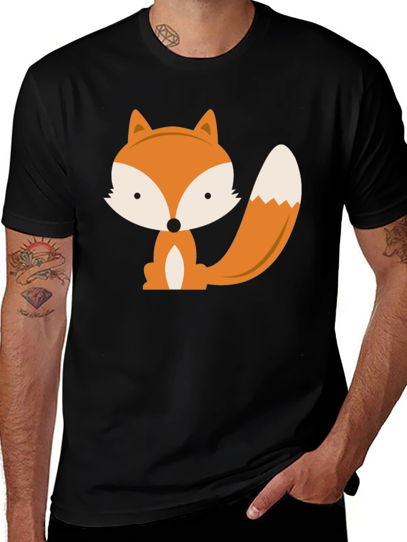 Variant 5 of Cute Fox Graphic Tee - Black Unisex T-Shirt