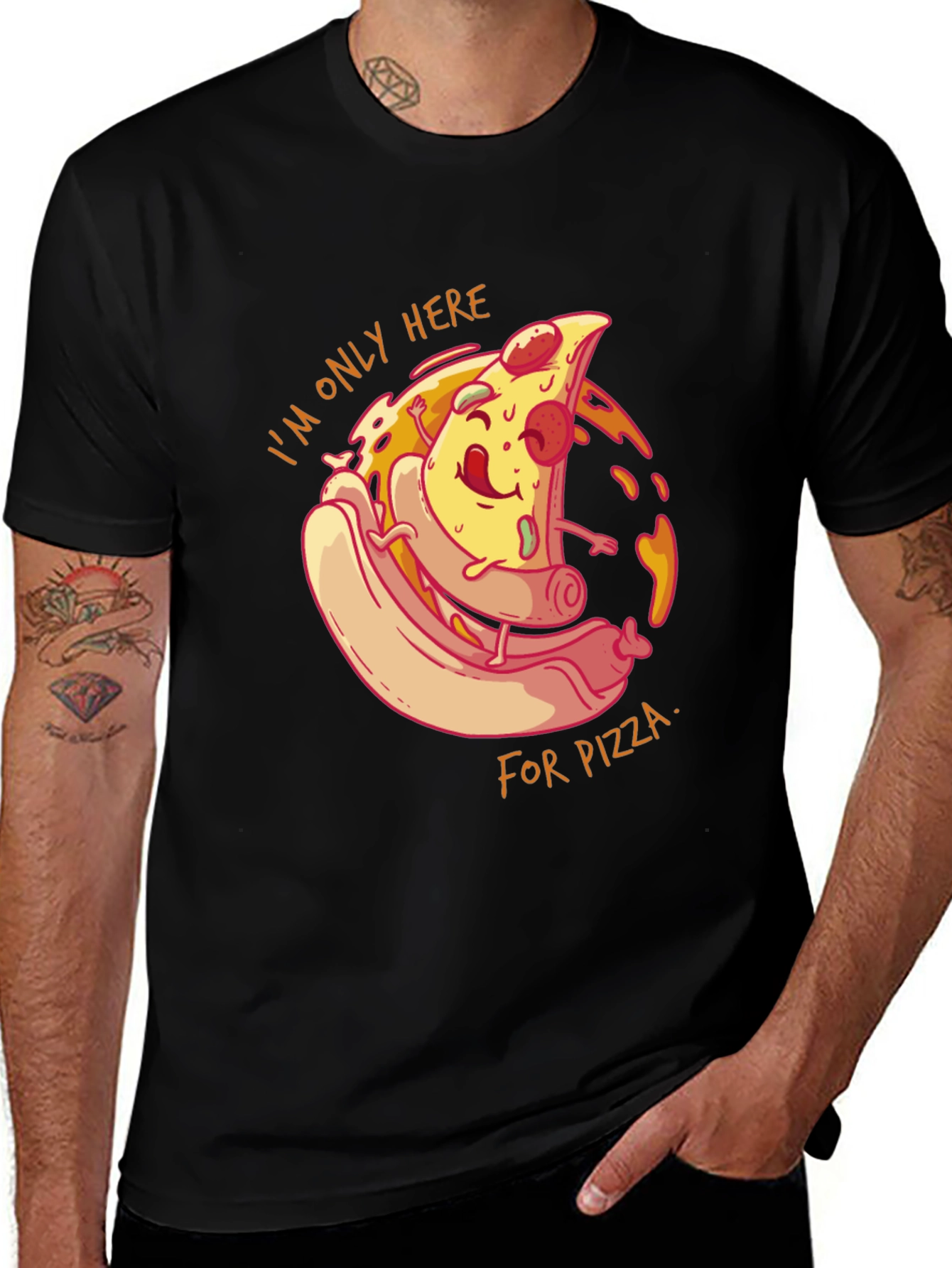 Variant 13 of Funny Pizza Graphic Tee - "I'm Only Here for Pizza"