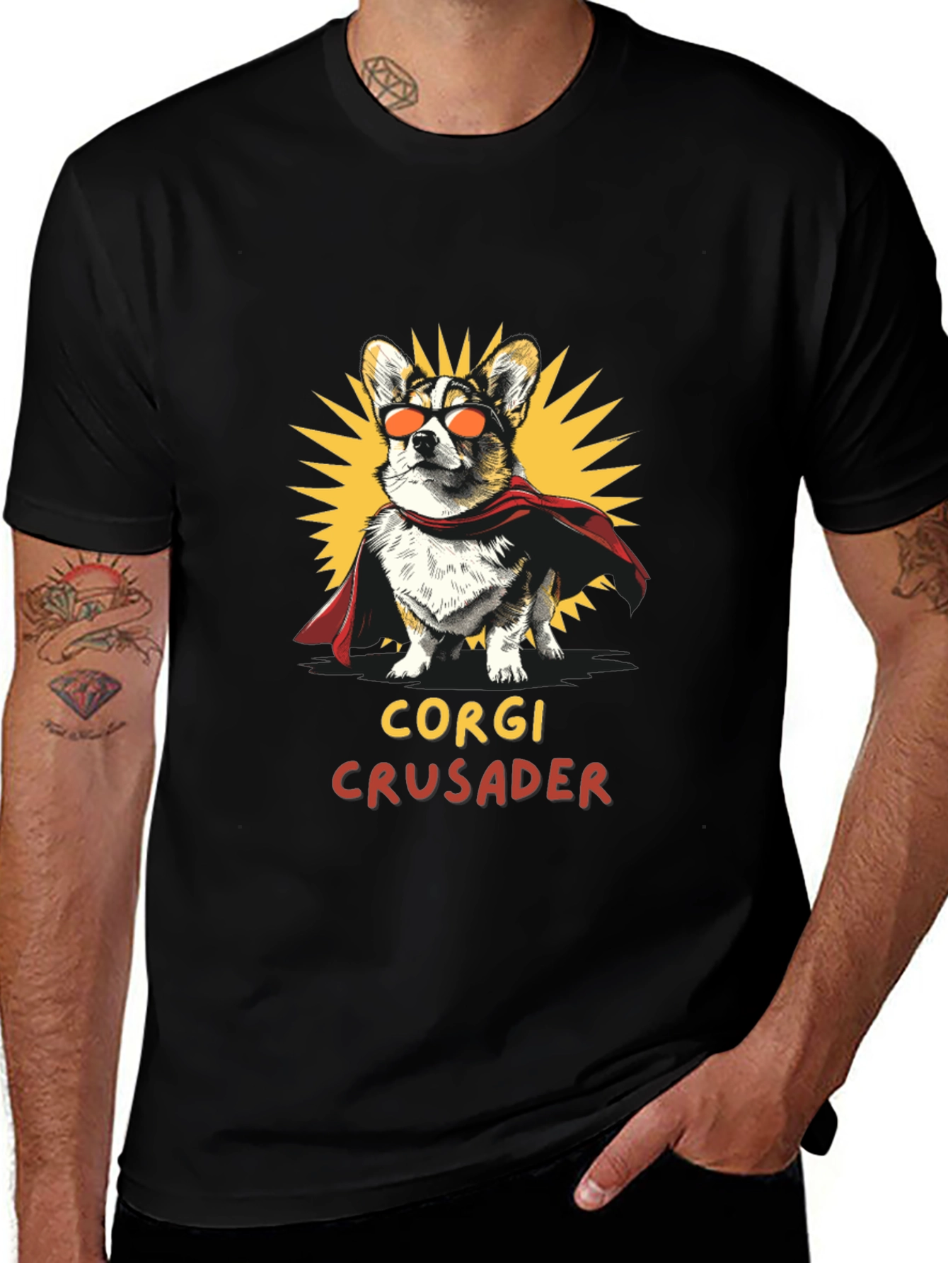 Corgi Crusader Graphic Tee - Superhero Dog T-Shirt