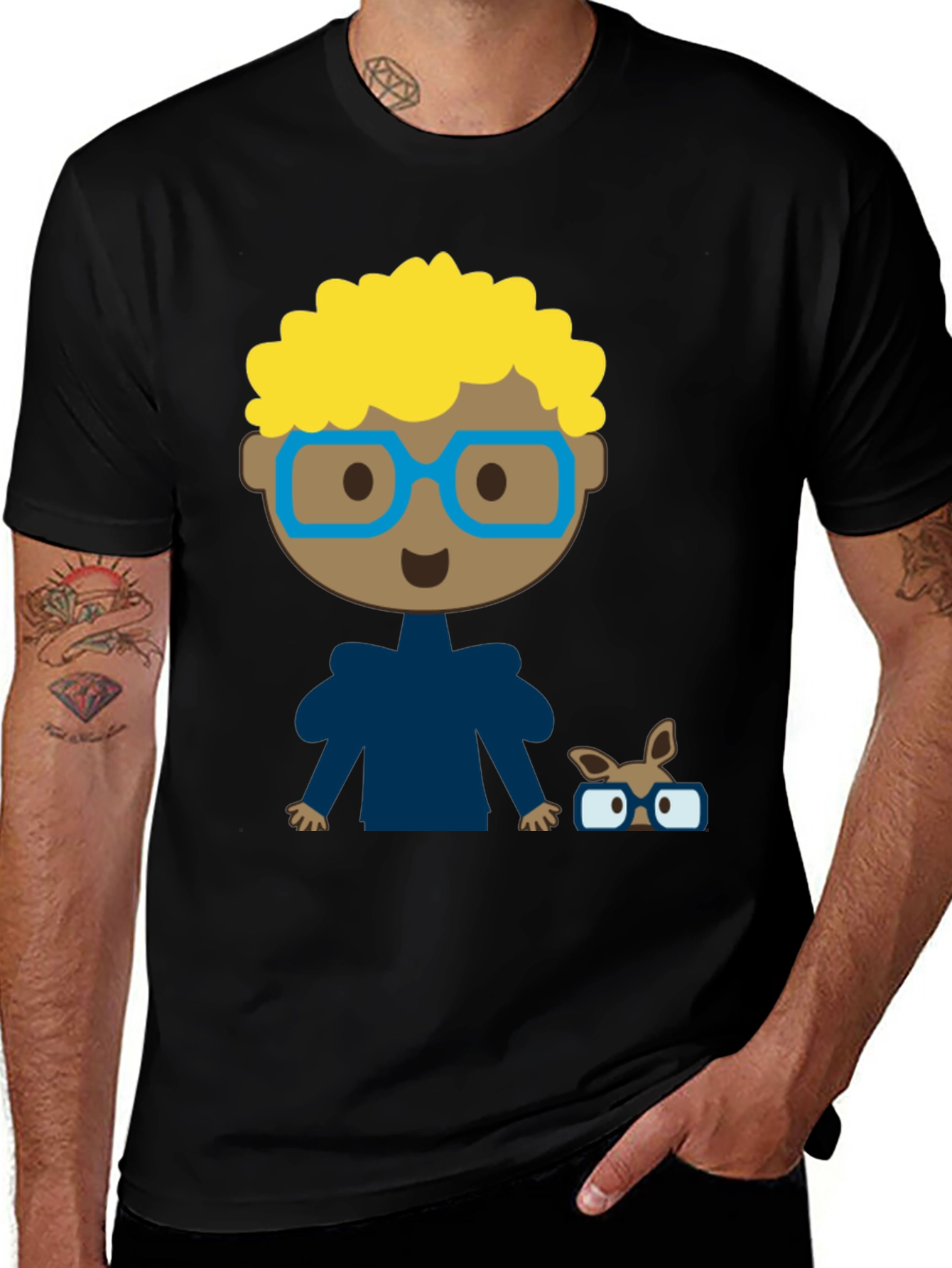 Variant 12 of Fun Cartoon Character Black T-Shirt