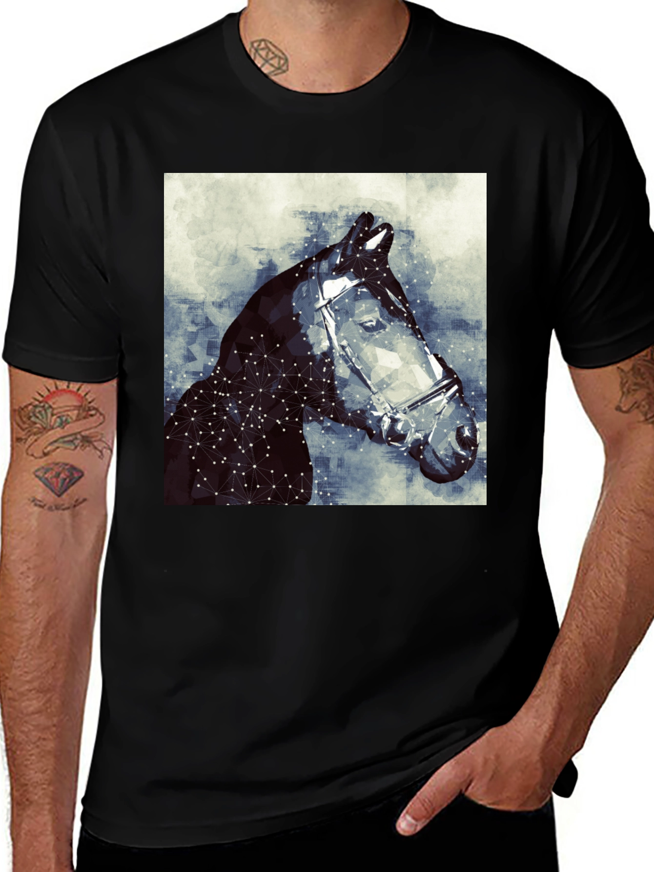 Geometric Horse Tee - Stylish Graphic Print T-Shirt