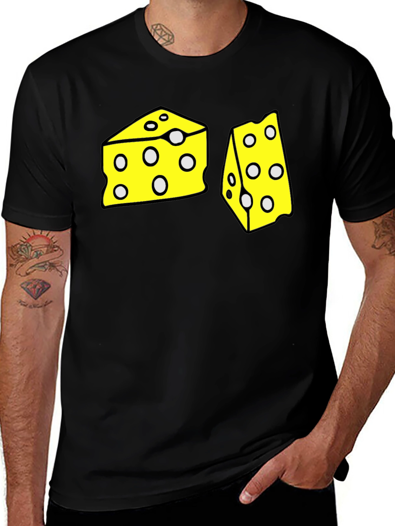 Variant 4 of Swiss Cheese Graphic Tee - Quirky Black T-Shirt