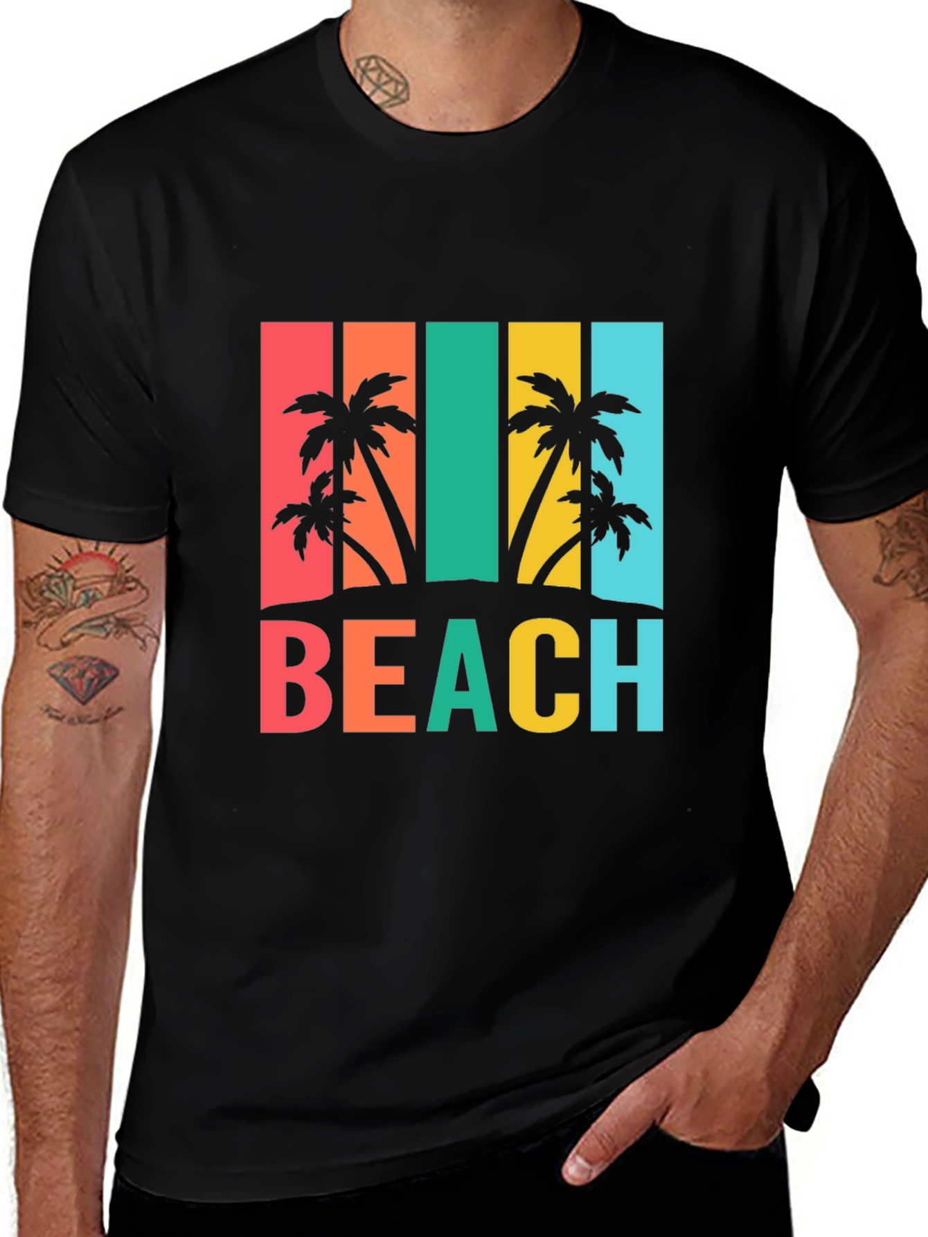 Variant 18 of Tropical Beach T-Shirt, Palm Tree Graphic Tee