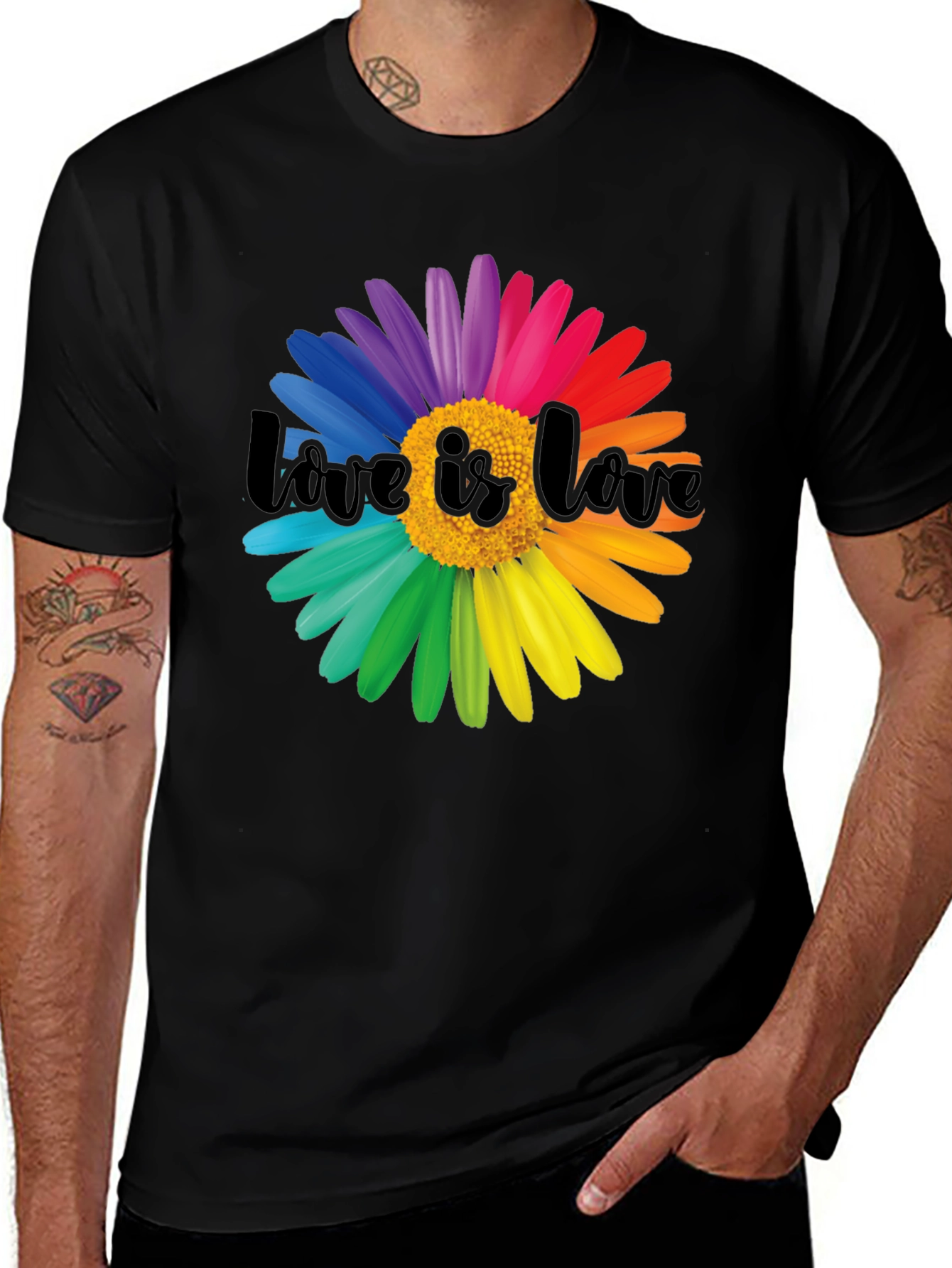 Black Love is Love Rainbow Flower Graphic Tee main image