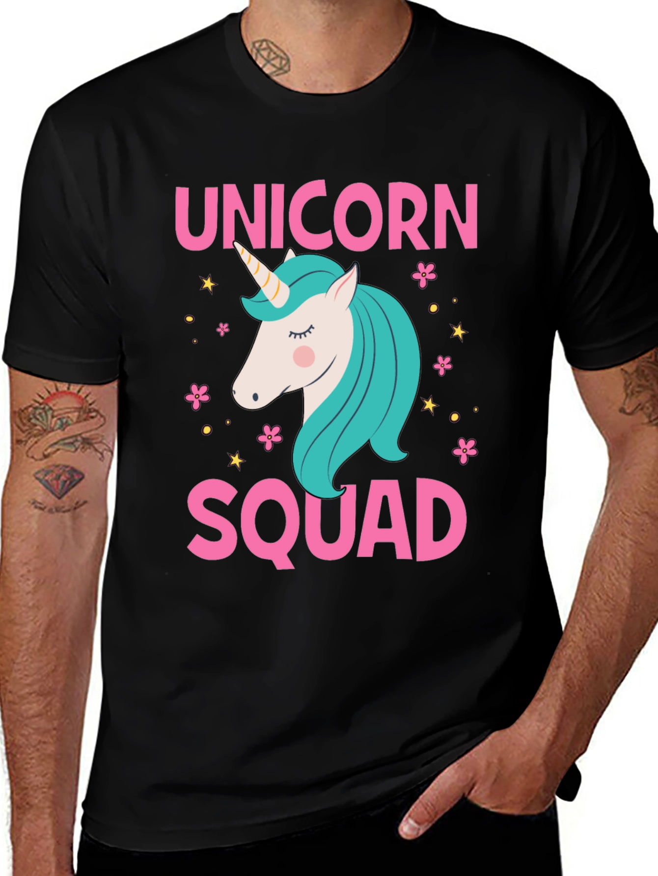 Variant 29 of Unicorn Squad Graphic Tee - Black Cotton T-Shirt