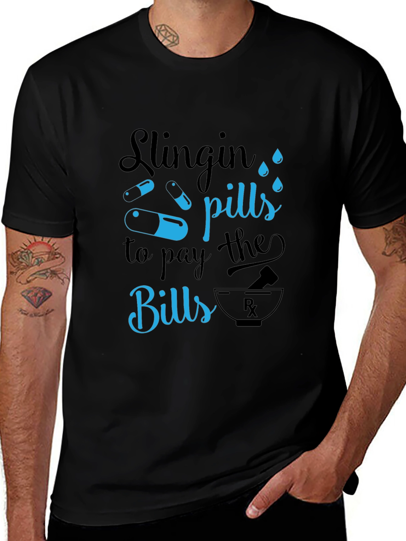 Variant 19 of Slingin' Pills Graphic T-Shirt - Funny Pharmacy Tee