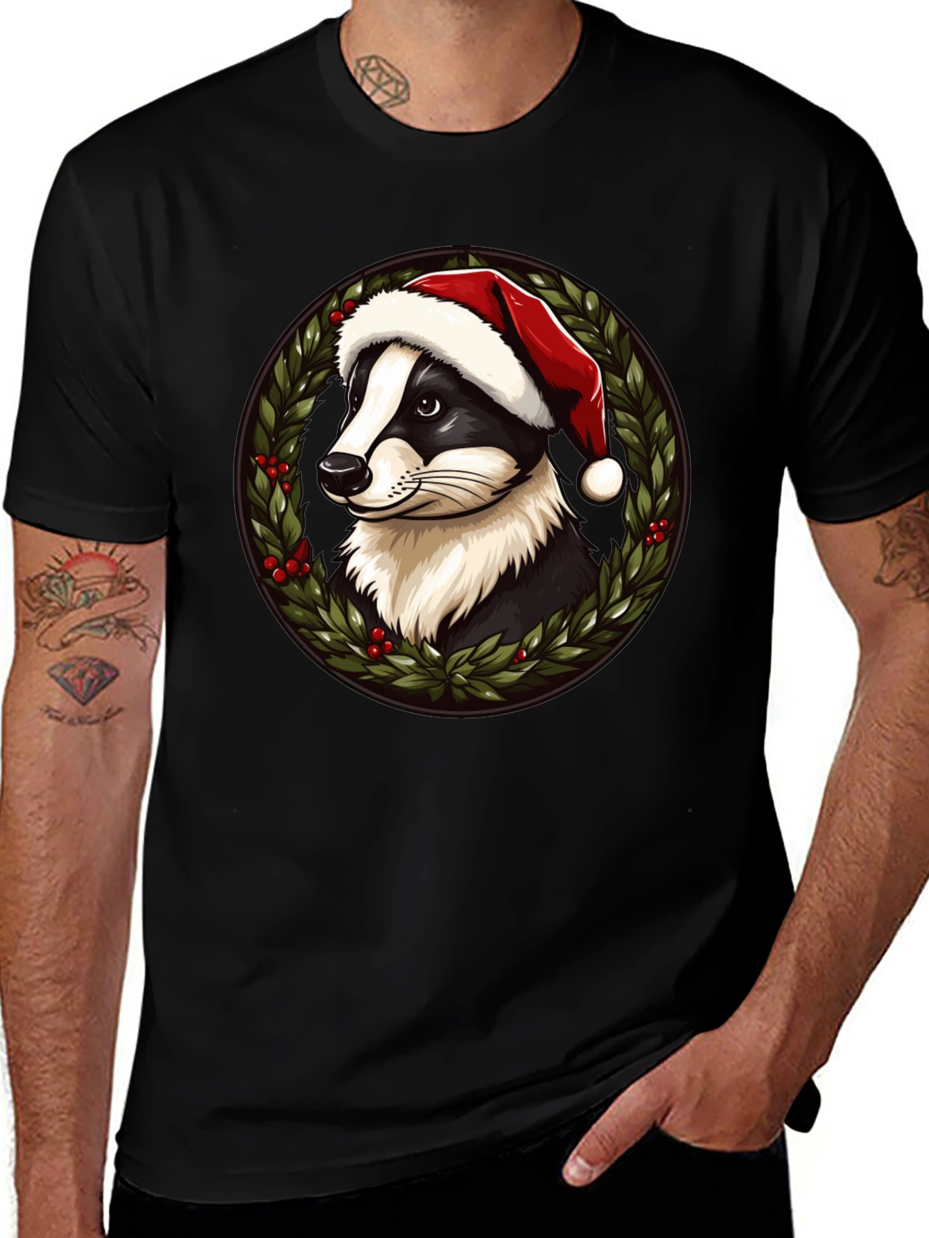 Festive Badger Christmas T-Shirt