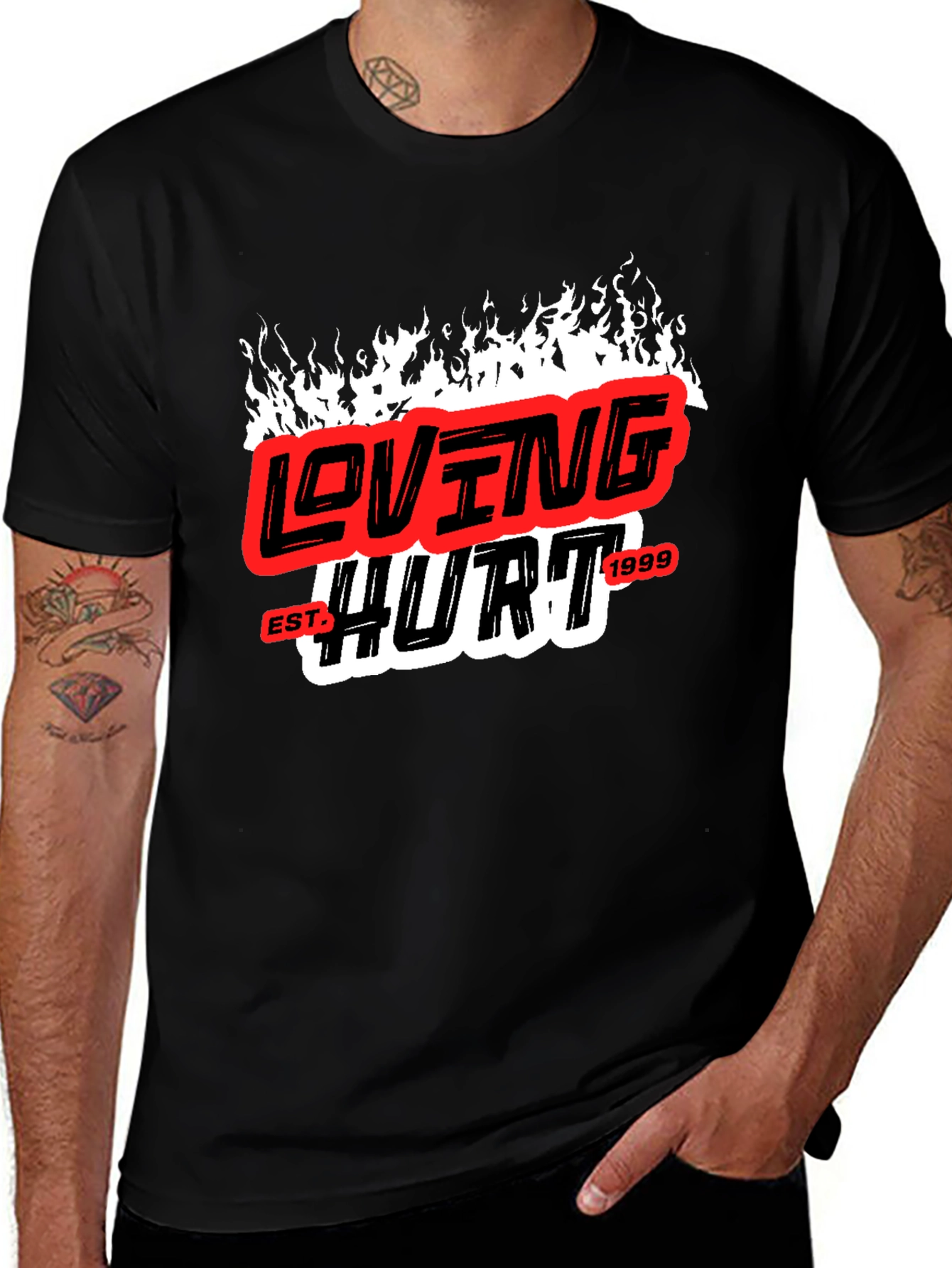 Variant 11 of Loving Hurt Est. 1999 Black Graphic Tee