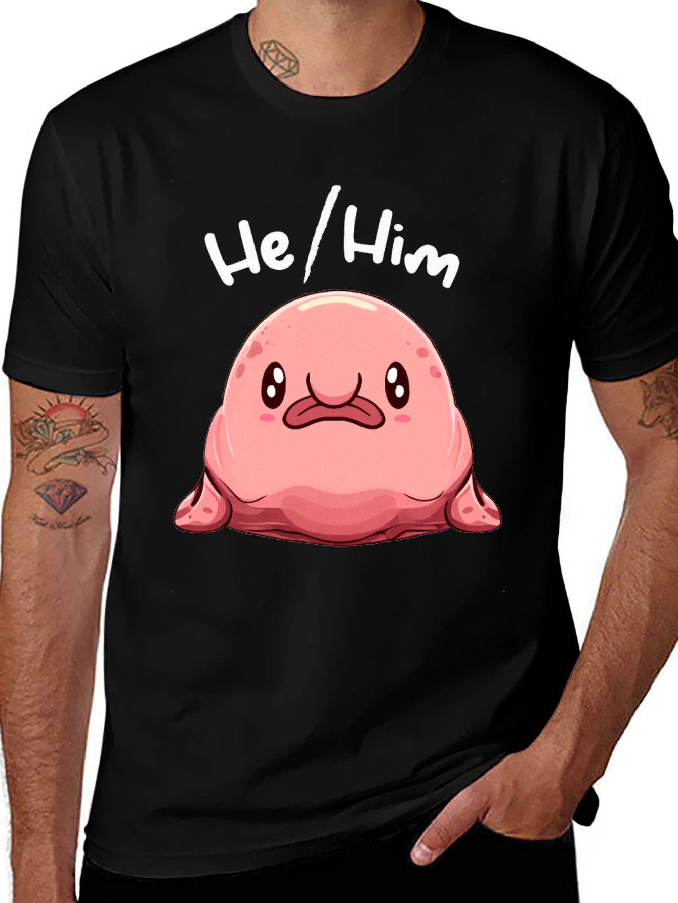 He/Him Blobfish Graphic T-Shirt