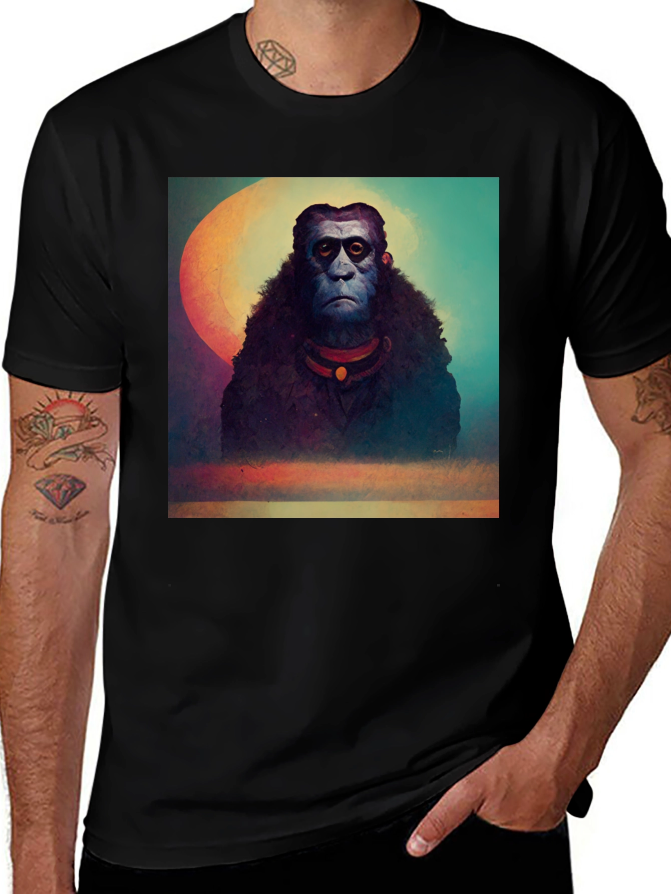 Variant 23 of Surreal Ape Art Black T-Shirt