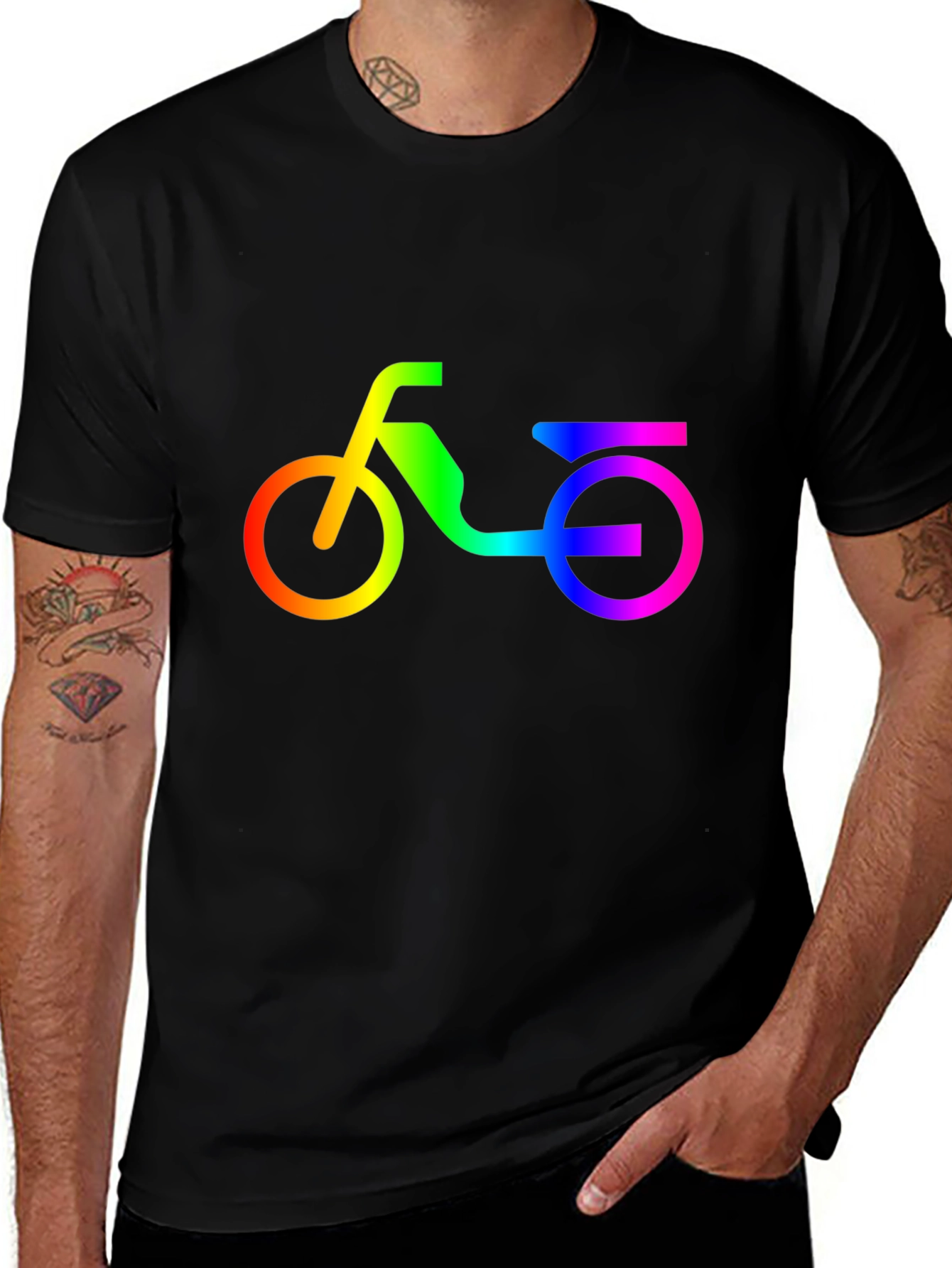Variant 30 of Rainbow Scooter Graphic Tee - Black