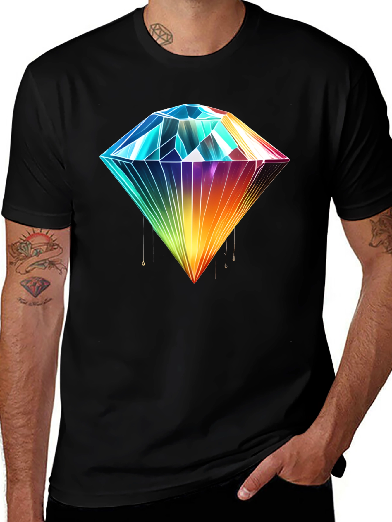 Variant 9 of Rainbow Diamond Graphic T-Shirt - Stylish Men's Tee