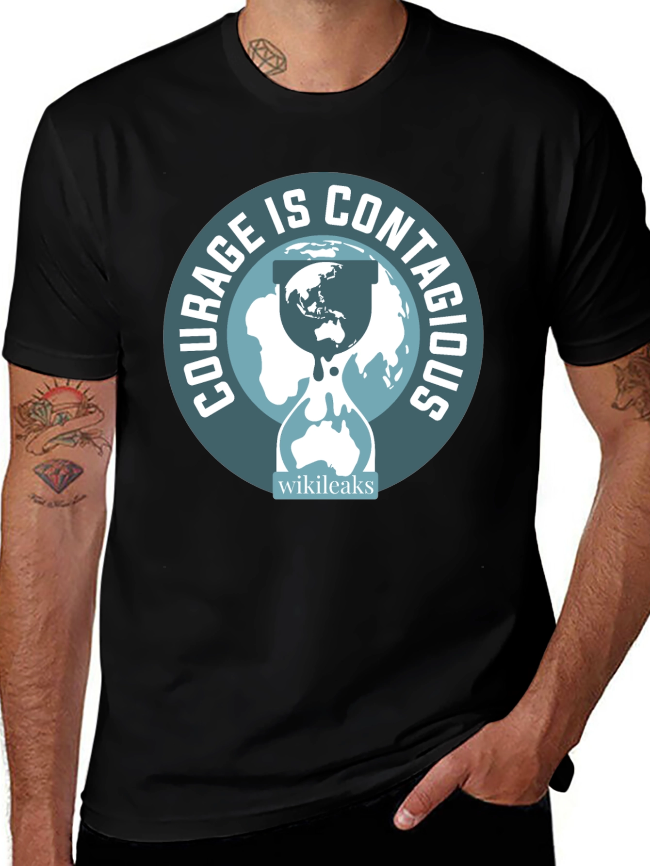 Variant 13 of Courage is Contagious Tee - WikiLeaks Design