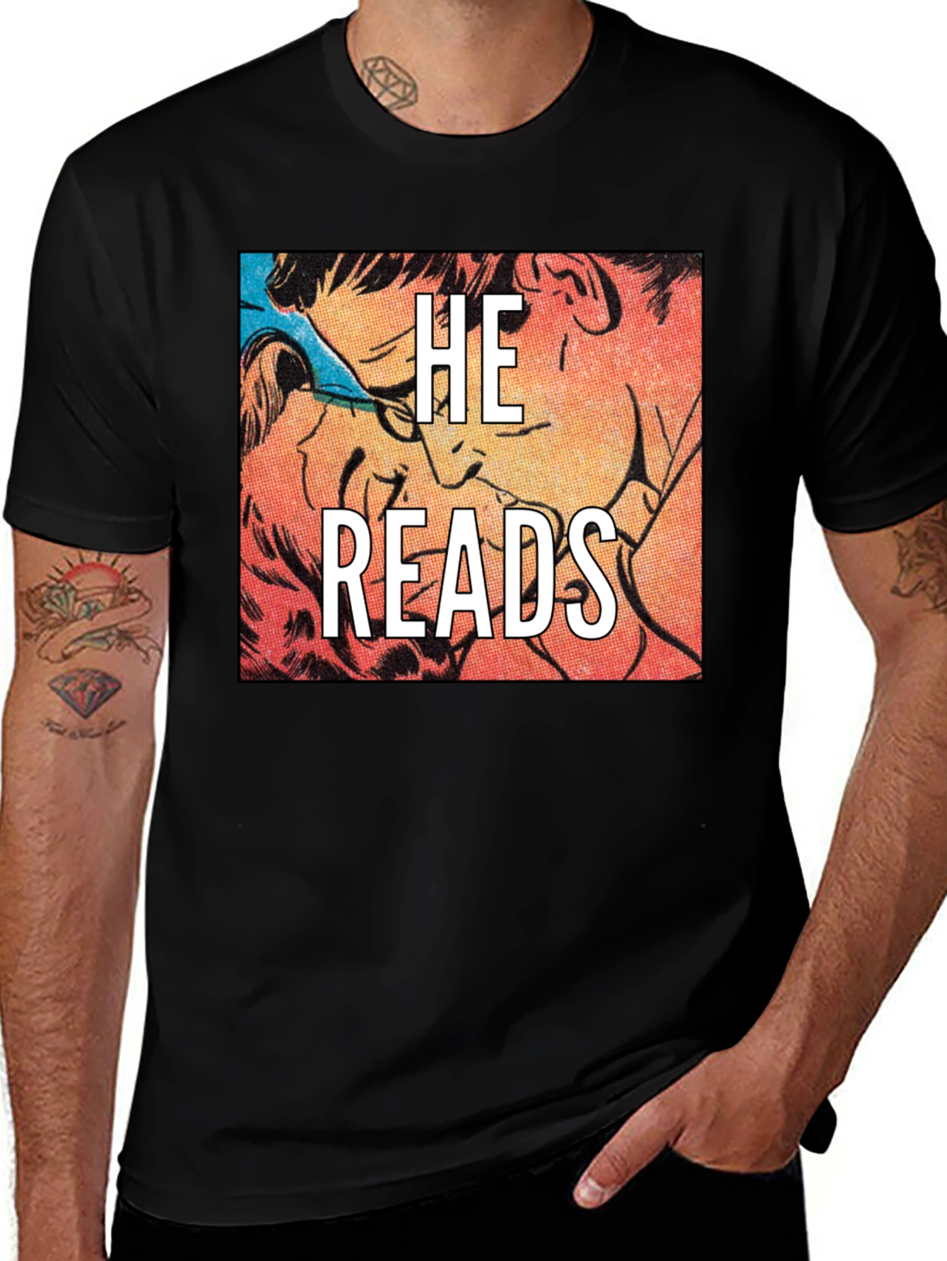 Variant 18 of He Reads Graphic Tee - Black