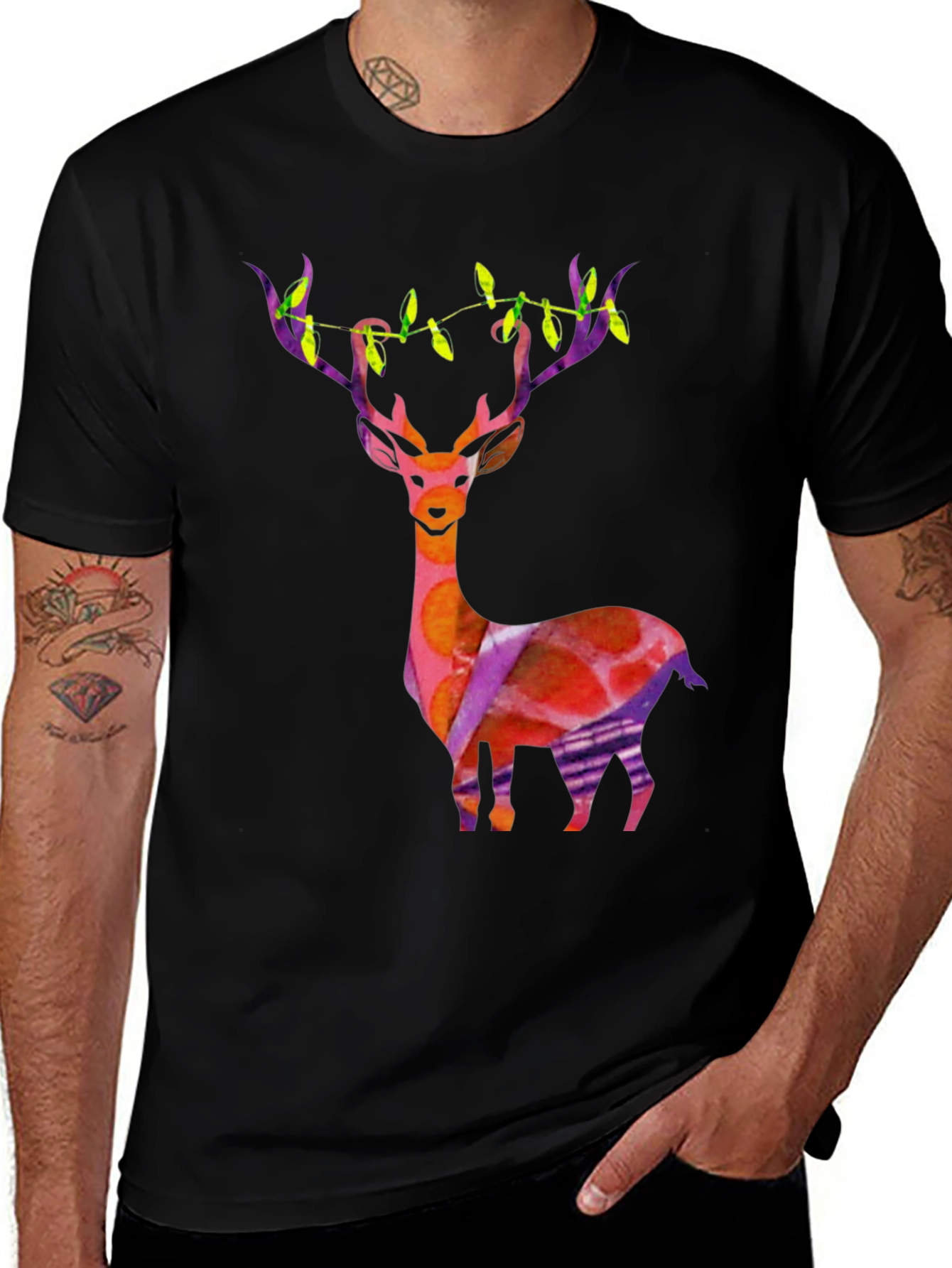 Variant 26 of Festive Deer Graphic Tee - Novelty Holiday Shirt
