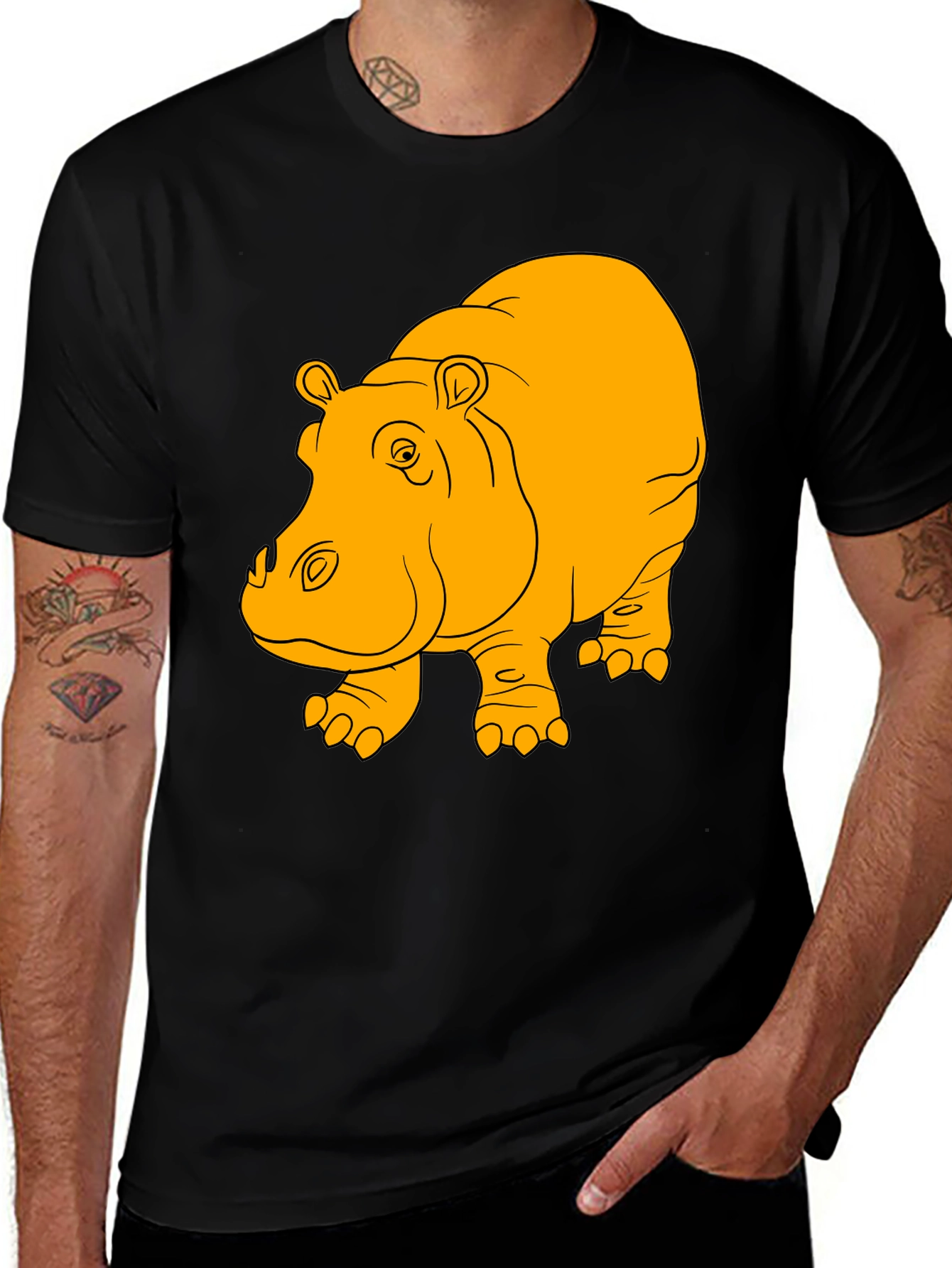 Variant 10 of Hippo Graphic T-Shirt - Black