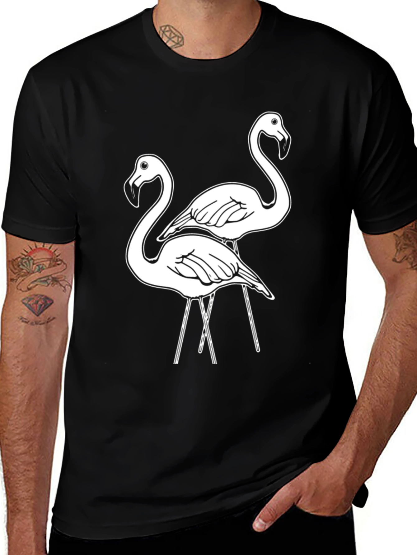 Variant 9 of Flamingo Graphic Tee - Black Casual Shirt