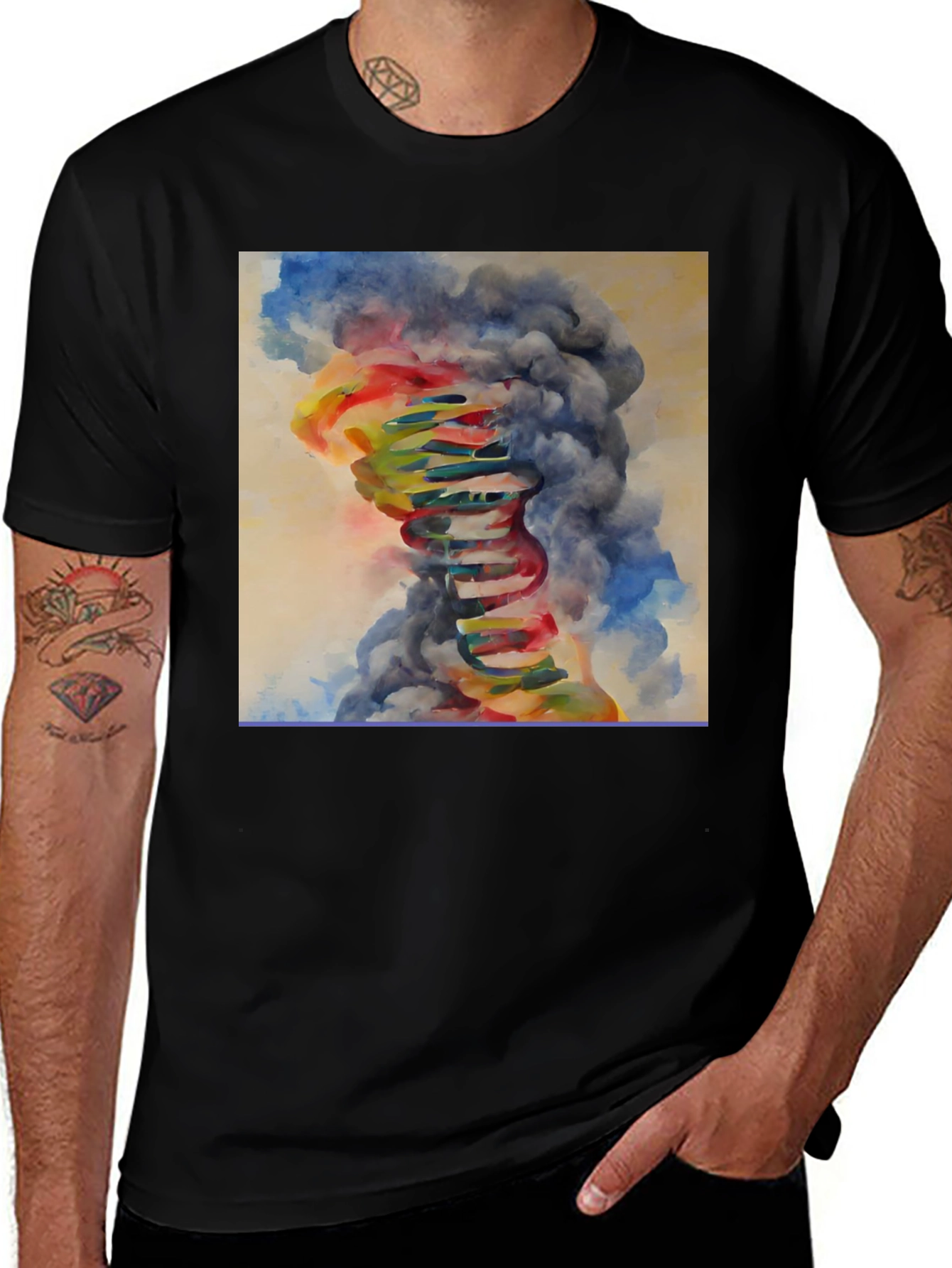 Variant 11 of Abstract DNA Art Black T-Shirt