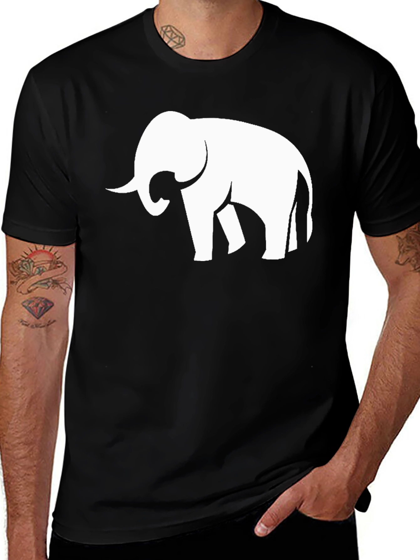 Variant 21 of Elephant Silhouette Graphic Black T-Shirt