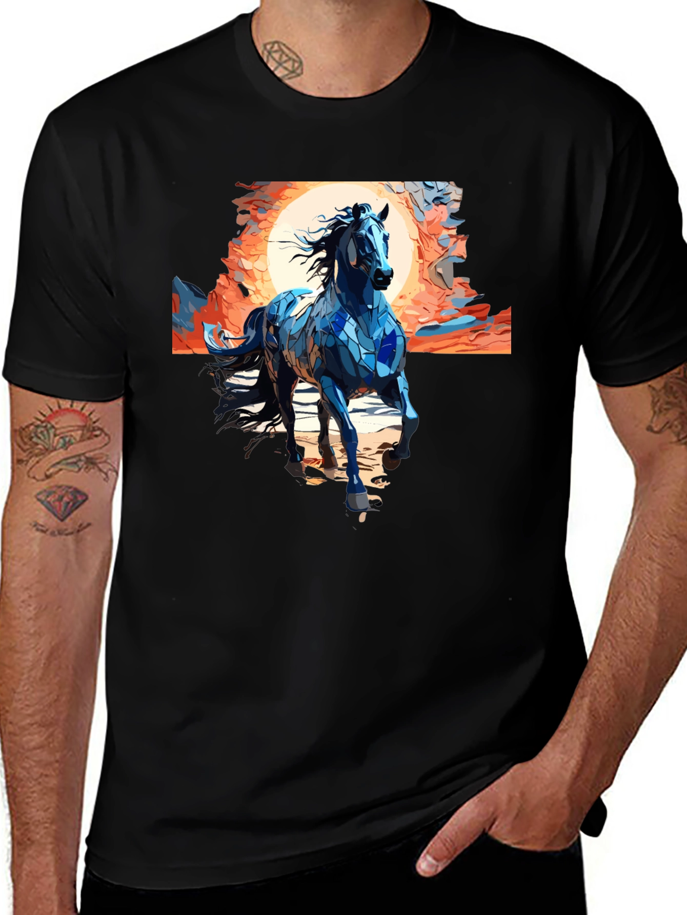 Variant 14 of Blue Mosaic Horse T-Shirt