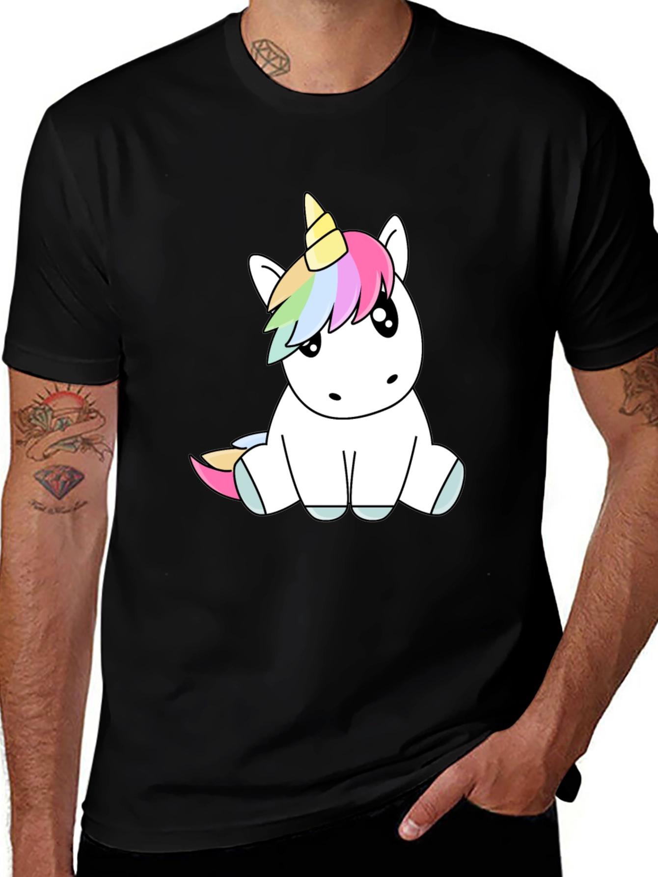 Variant 28 of Unicorn Graphic Tee - Black Cotton Blend Comfort