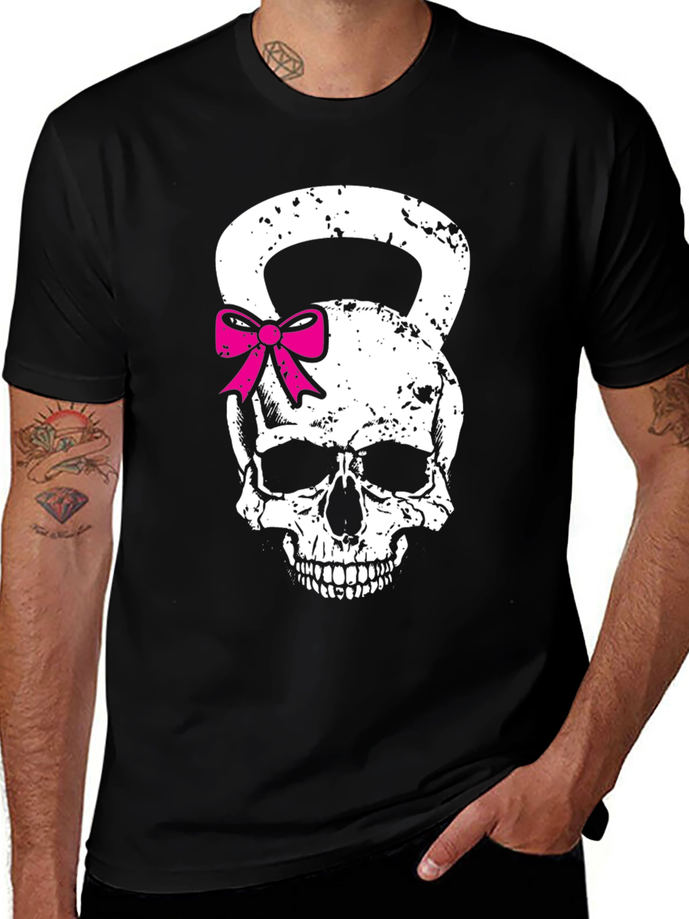 Variant 13 of Skull Kettlebell Bow T-Shirt - Fitness Fashion