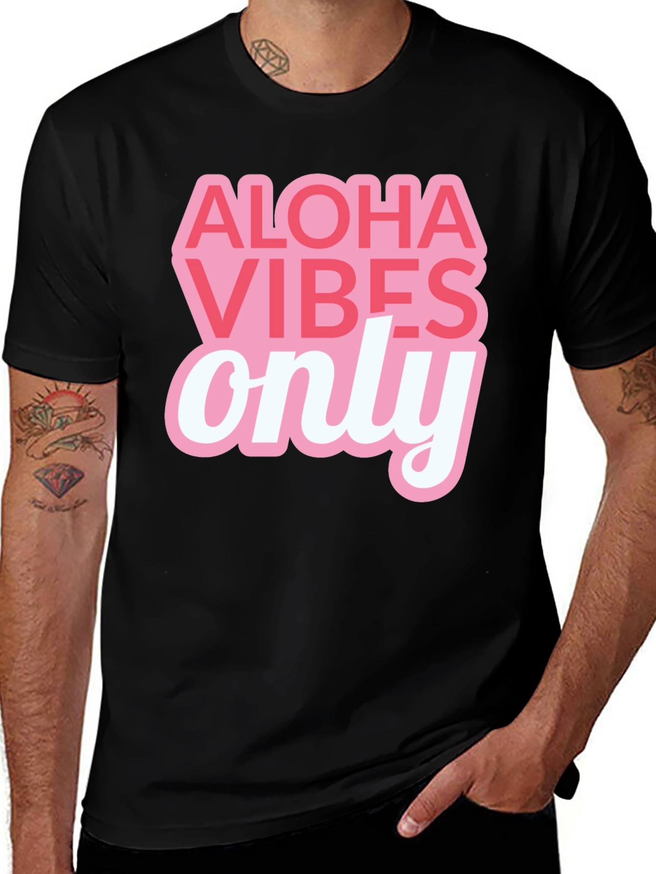 Aloha Vibes Only T-Shirt - Black Graphic Tee