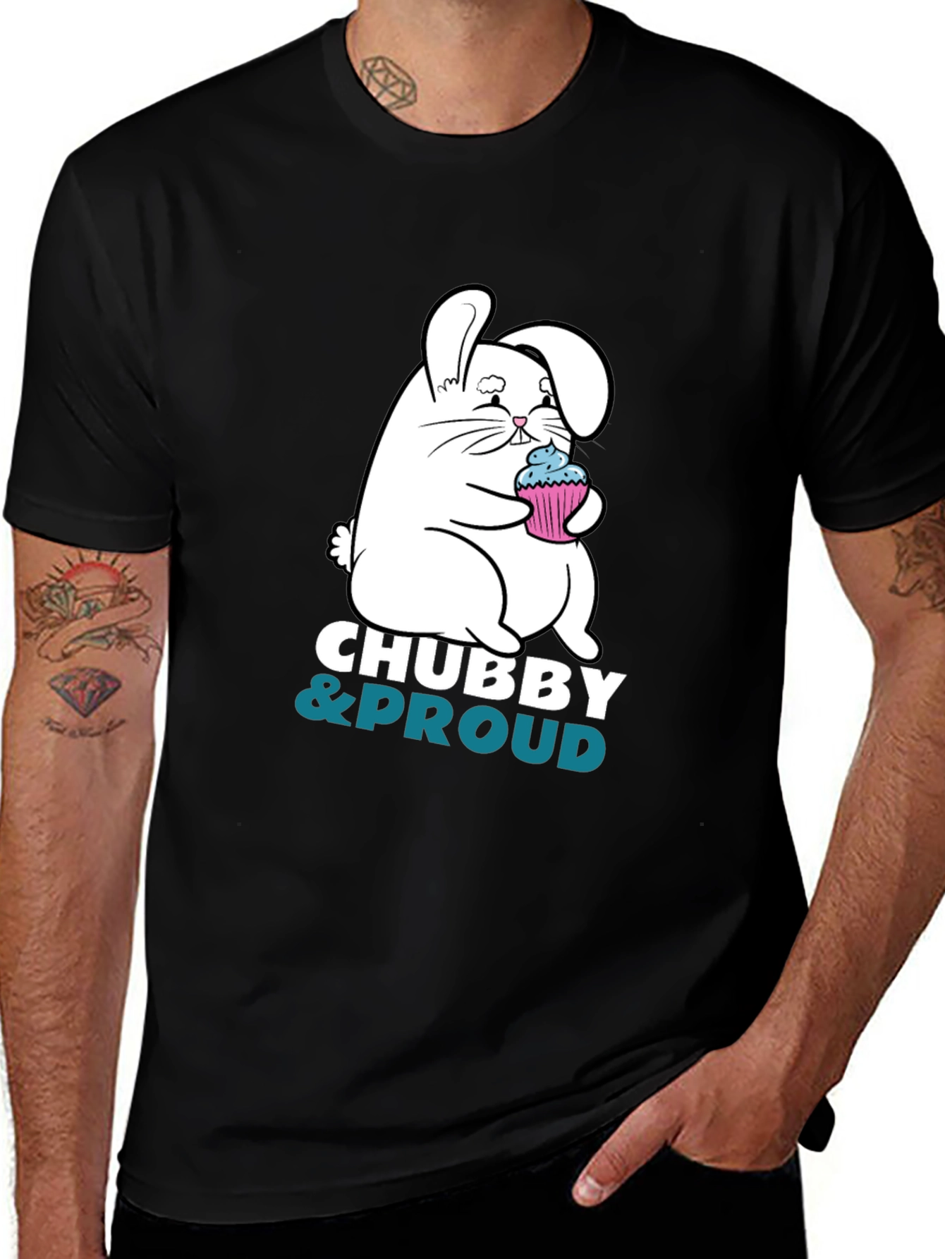 Variant 11 of Chubby & Proud T-Shirt - Bunny with Cupcake