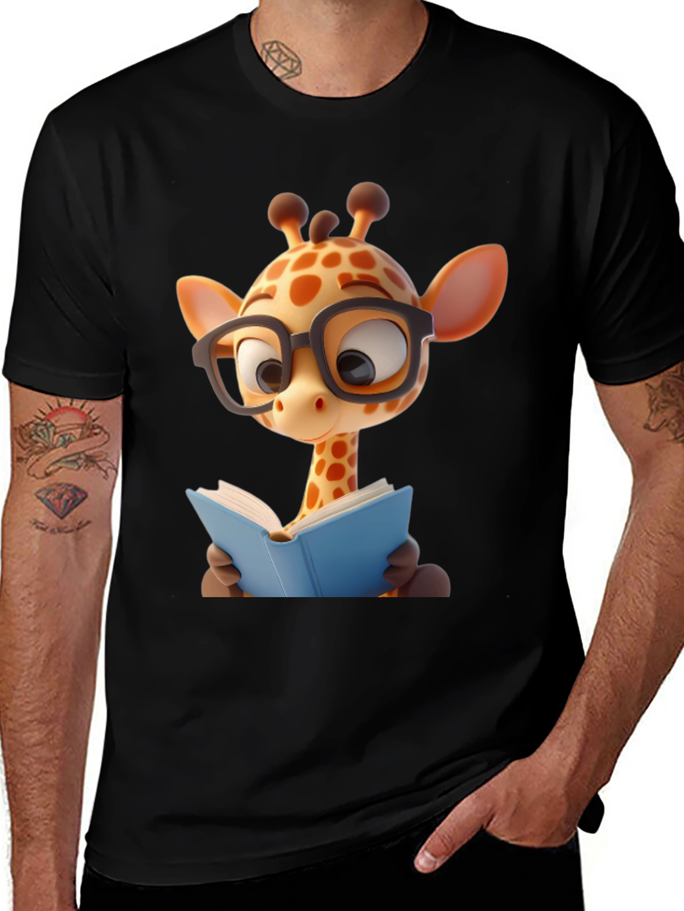 Variant 12 of Giraffe Reading Book T-Shirt
